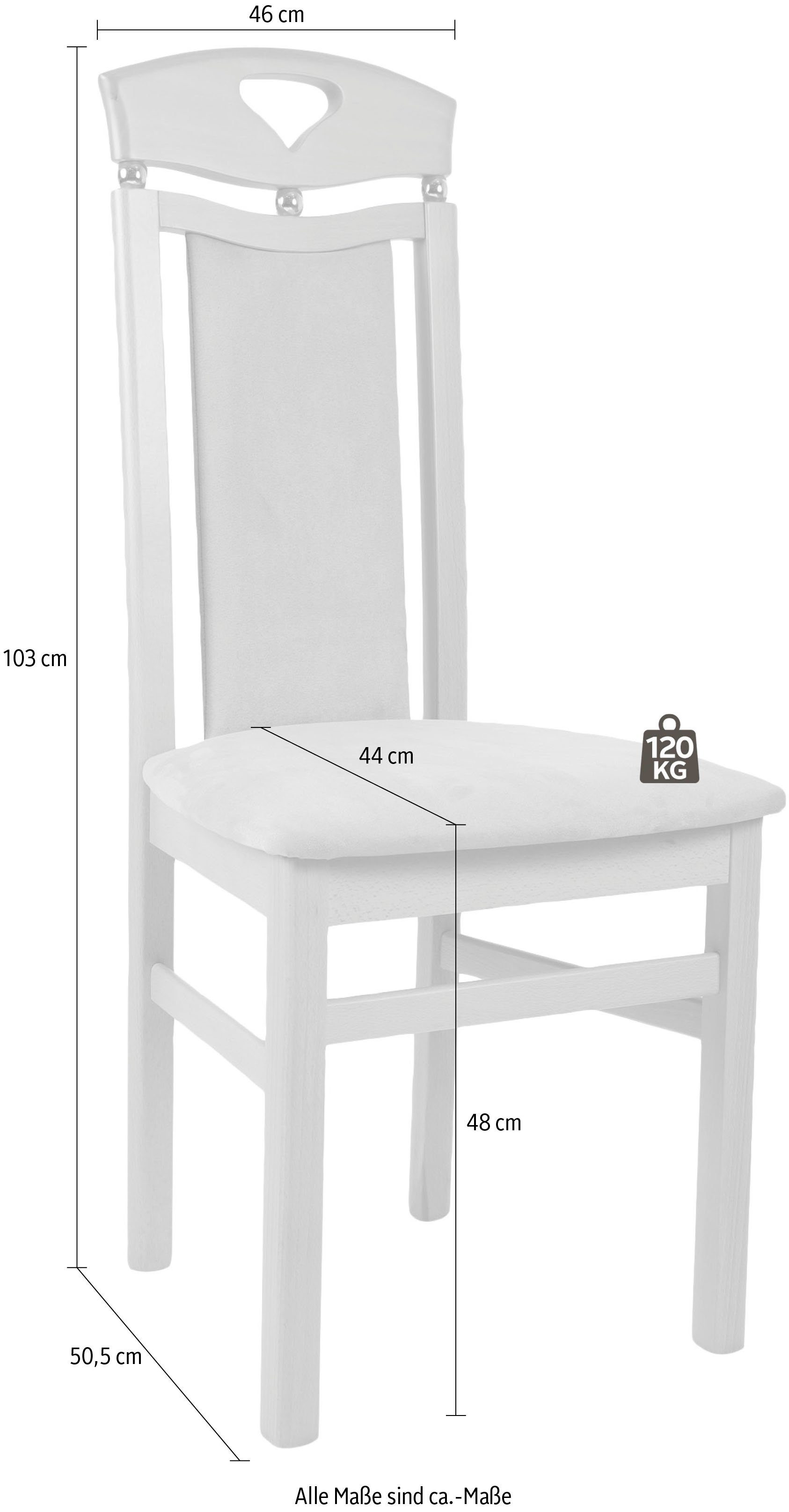 Home affaire Eetkamerstoel Berta keukenstoel Bekleding van microvezel, frame van massief beukenhout (set, 2 stuks)