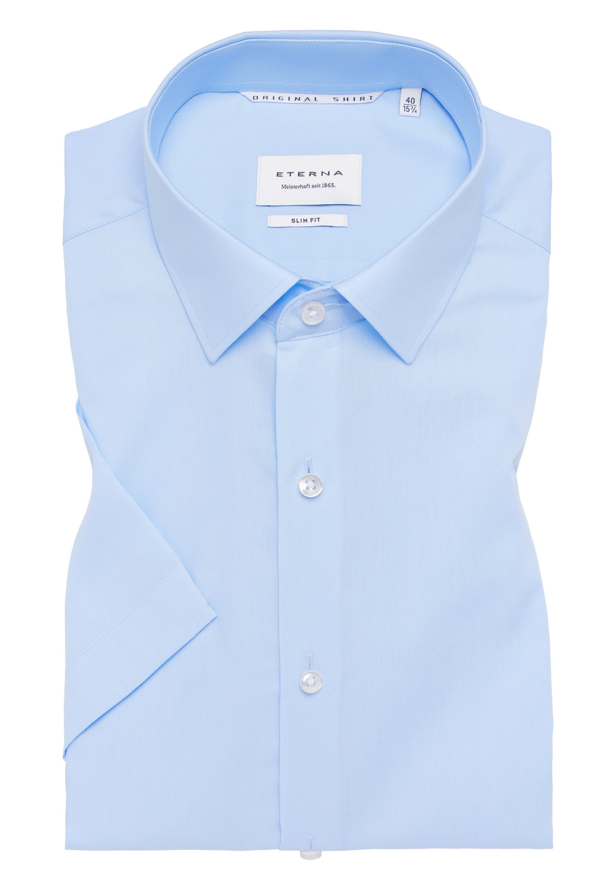 Eterna Overhemd met korte mouwen Slim fit NON IRON (strijkvrij)