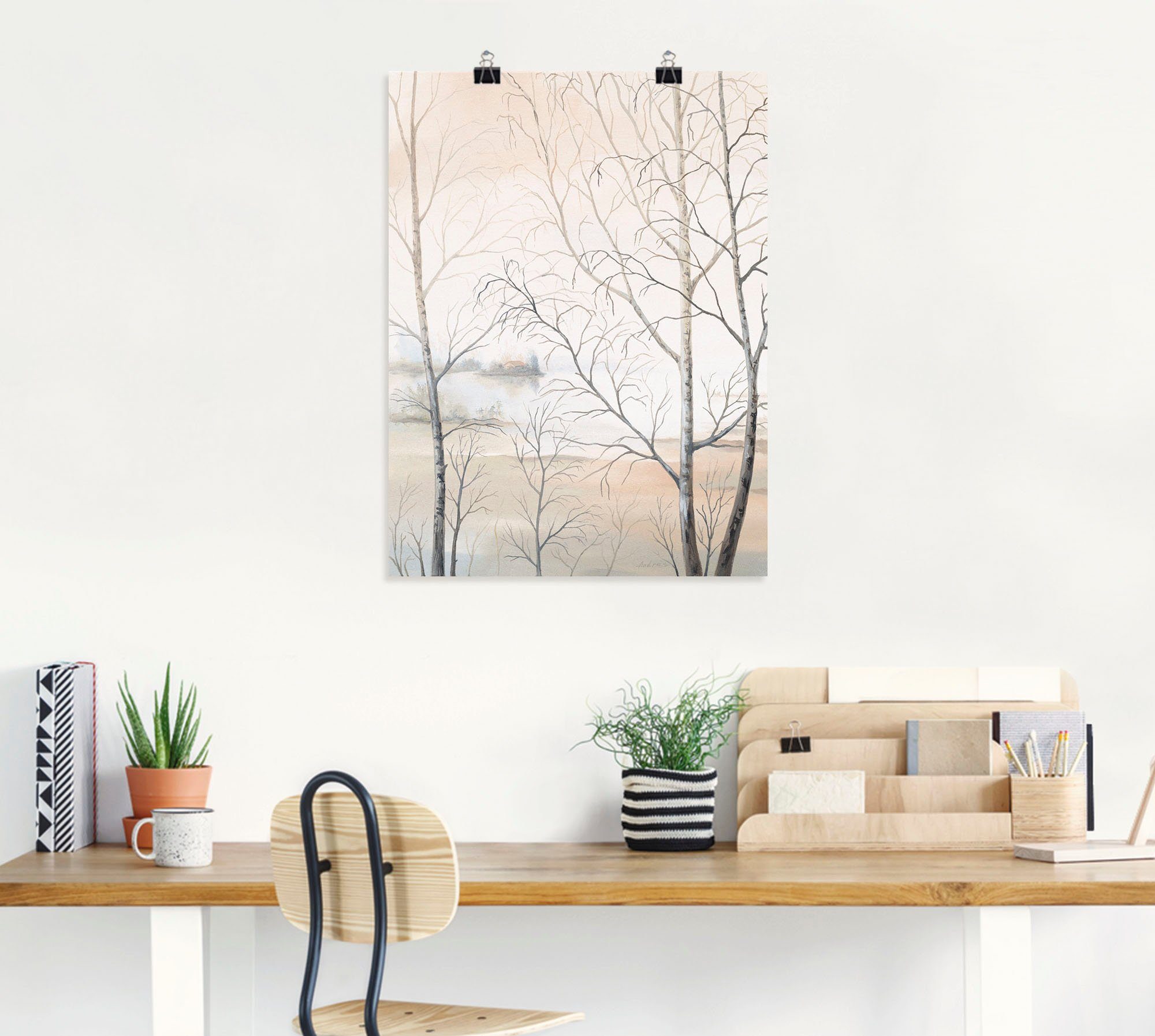 Artland Artprint Oever van het meer aan het bos II als artprint op linnen, poster, muursticker in verschillende maten