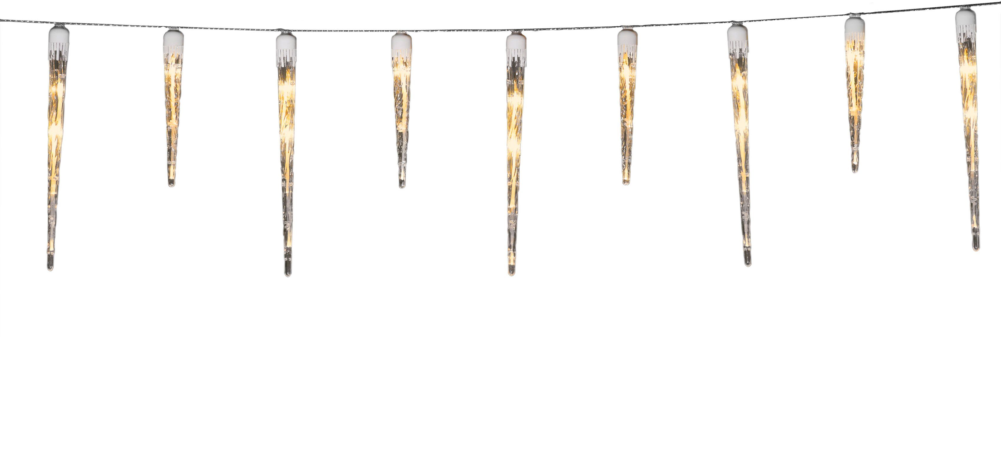 KONSTSMIDE Led-lichtgordijn Kerstversiering buiten Led ijspegels lichtgordijn, 16 dennenappels, 24 amberkleurige dioden (1 stuk)