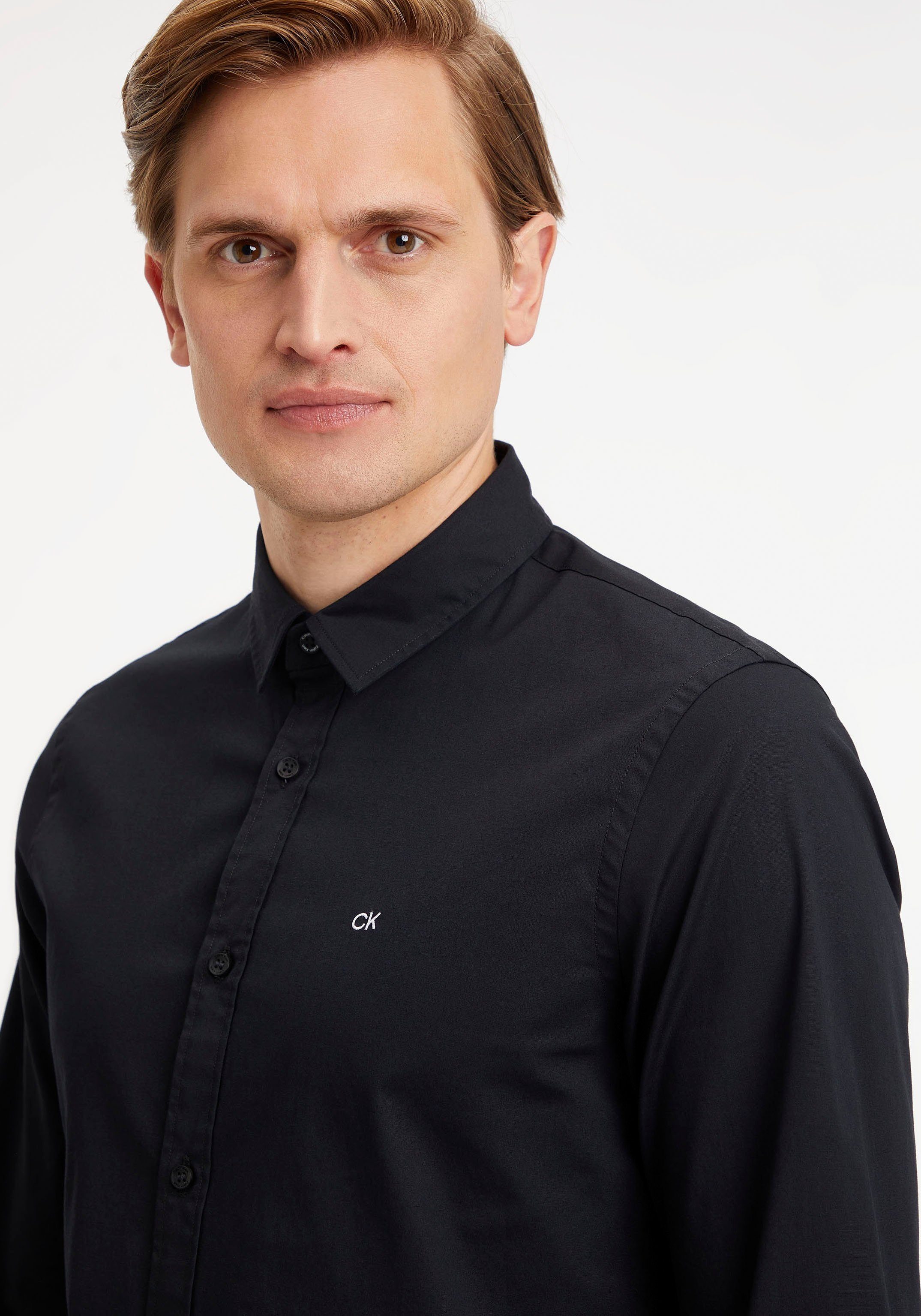 Calvin Klein Overhemd met lange mouwen SLIM FIT STRETCH POPLIN