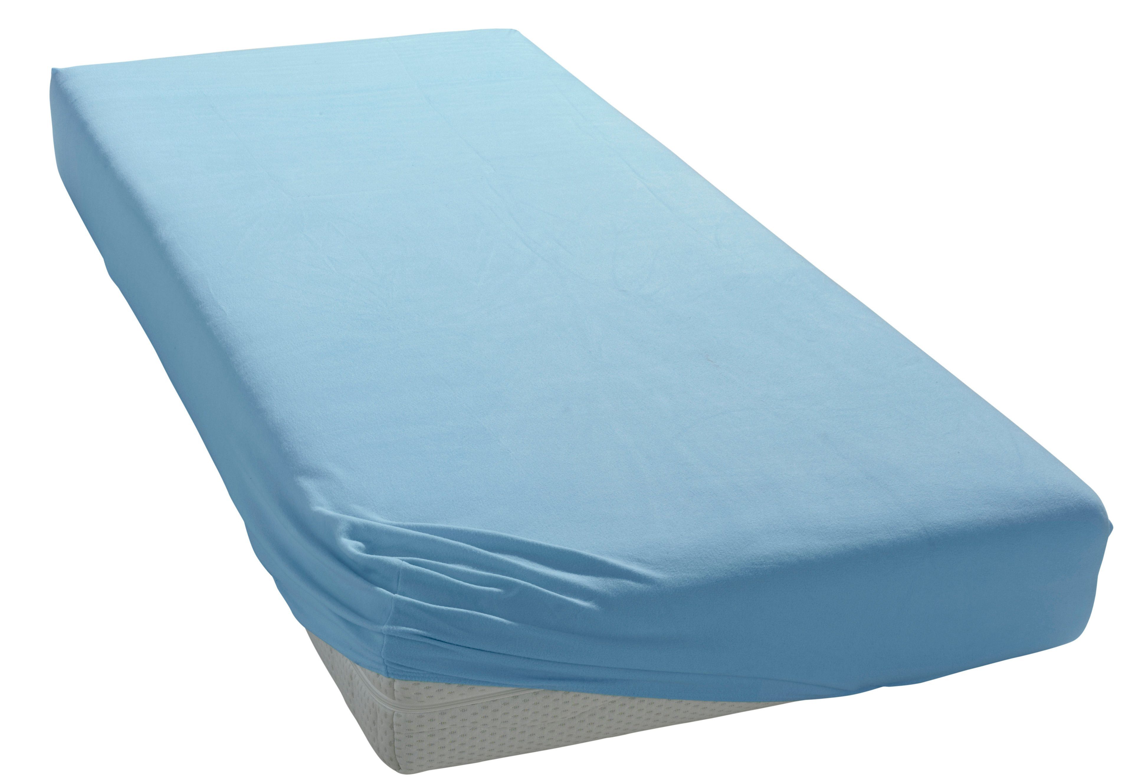 bellana Hoeslaken Jersey-elastaan aqua in mt. 90x200, 140x200 of 180x200 cm van katoen, voor matrassen tot 35 cm hoogte, laken, hoeslaken (1 stuk)