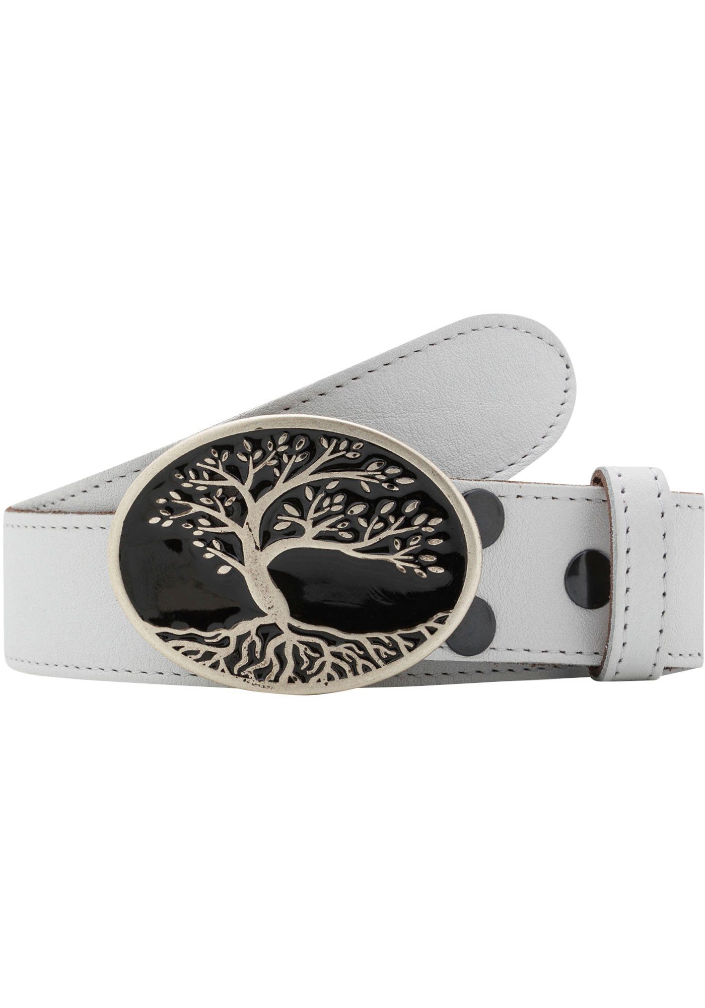 RETTUNGSRING by showroom 019° Leren riem met verwisselbare sluiting "ovaal met witte steen" unisex riemen maat 80 wit
