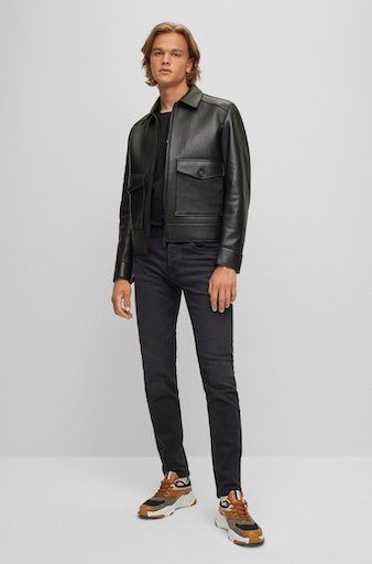 Boss Orange Tapered jeans Taber BC P met leren badge