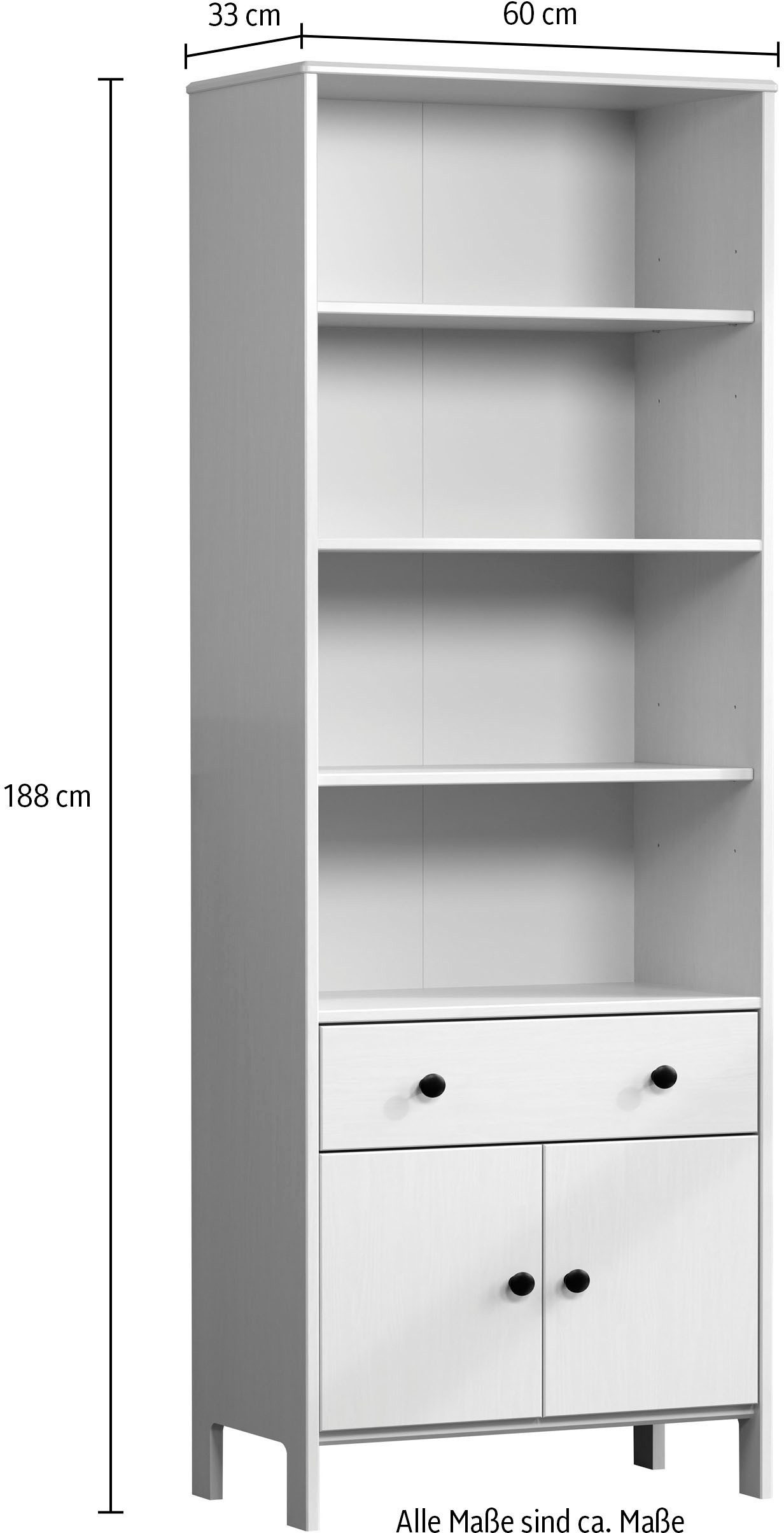 welltime Hoge kast Kall Badkamerkast van massief grenenhout - afmetingen (B/D/H) 60/33/188 cm (1 stuk)