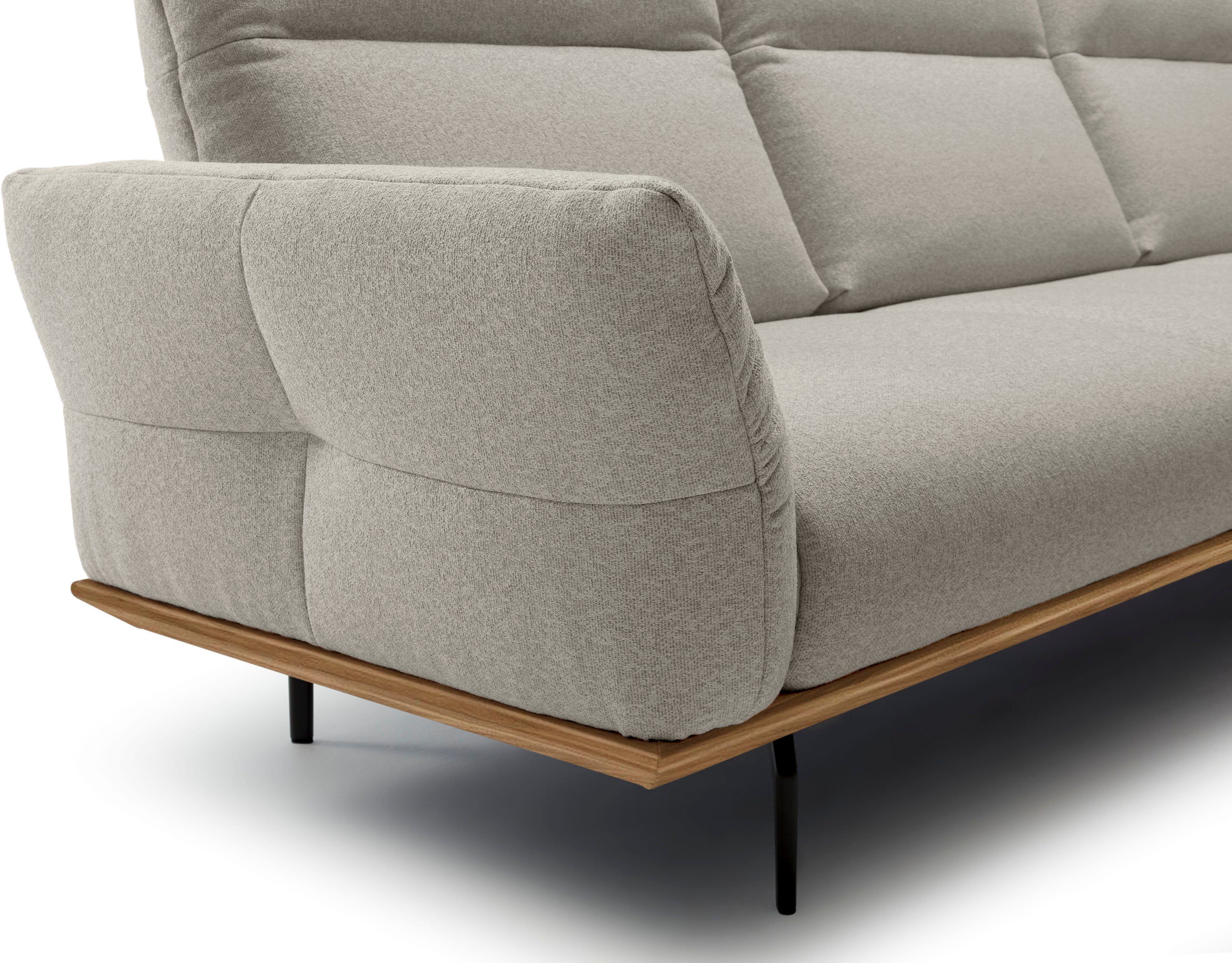 Creation BY ROLF BENZ Hoekbank Hs.460 Sokkel in walnotenhout, onderstel in umbra grijs, breedte 298 cm