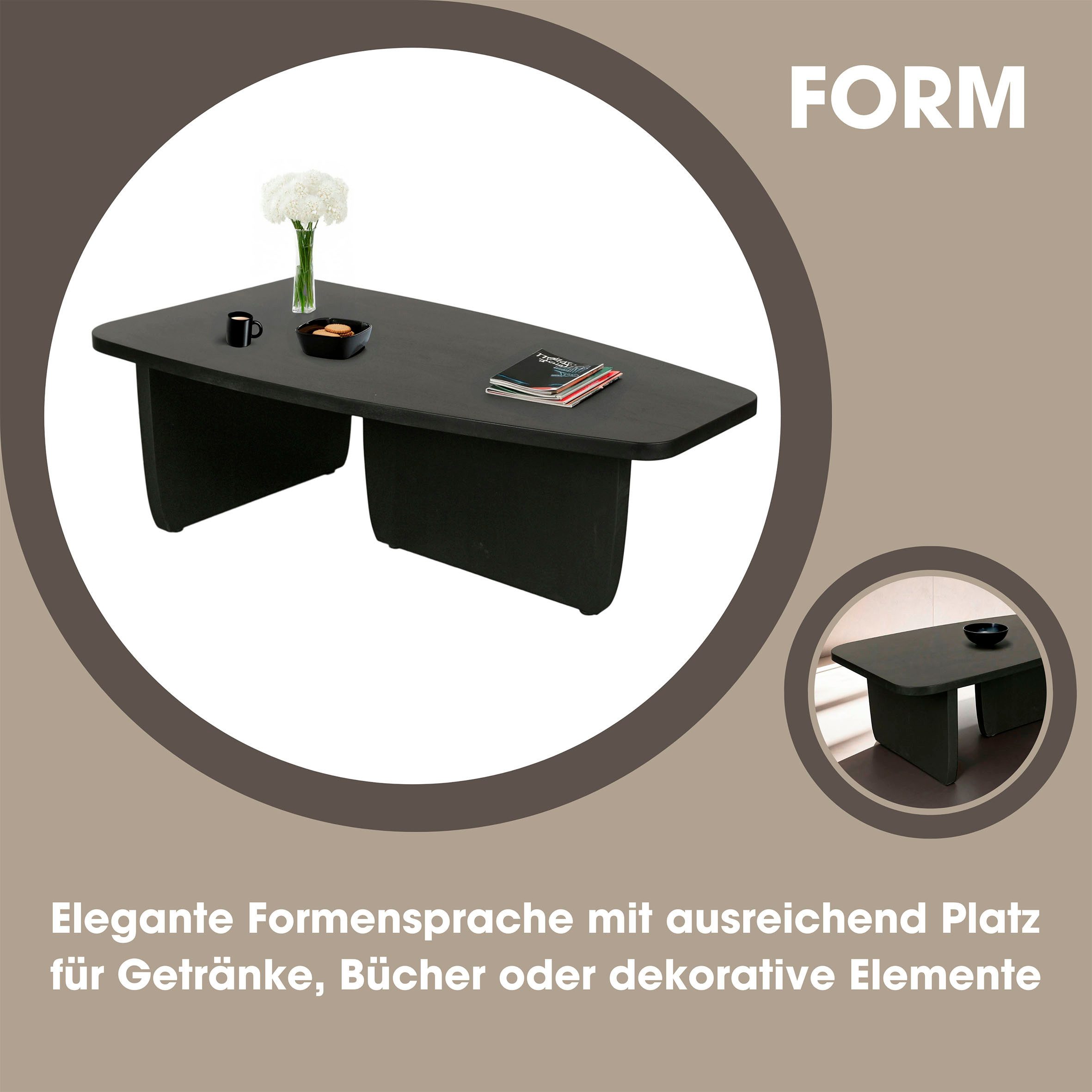 byLIVING Salontafel BOLT Vrijvorm tafel in zwart gelakt acaciahout, 25mm tafelblad (1 stuk)