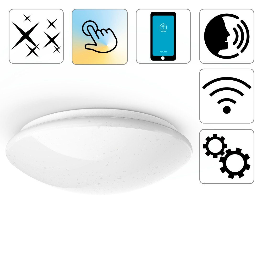 Hama Plafondlamp WiFi lamp, bediend via Alexa, Google, app, glitter, rond