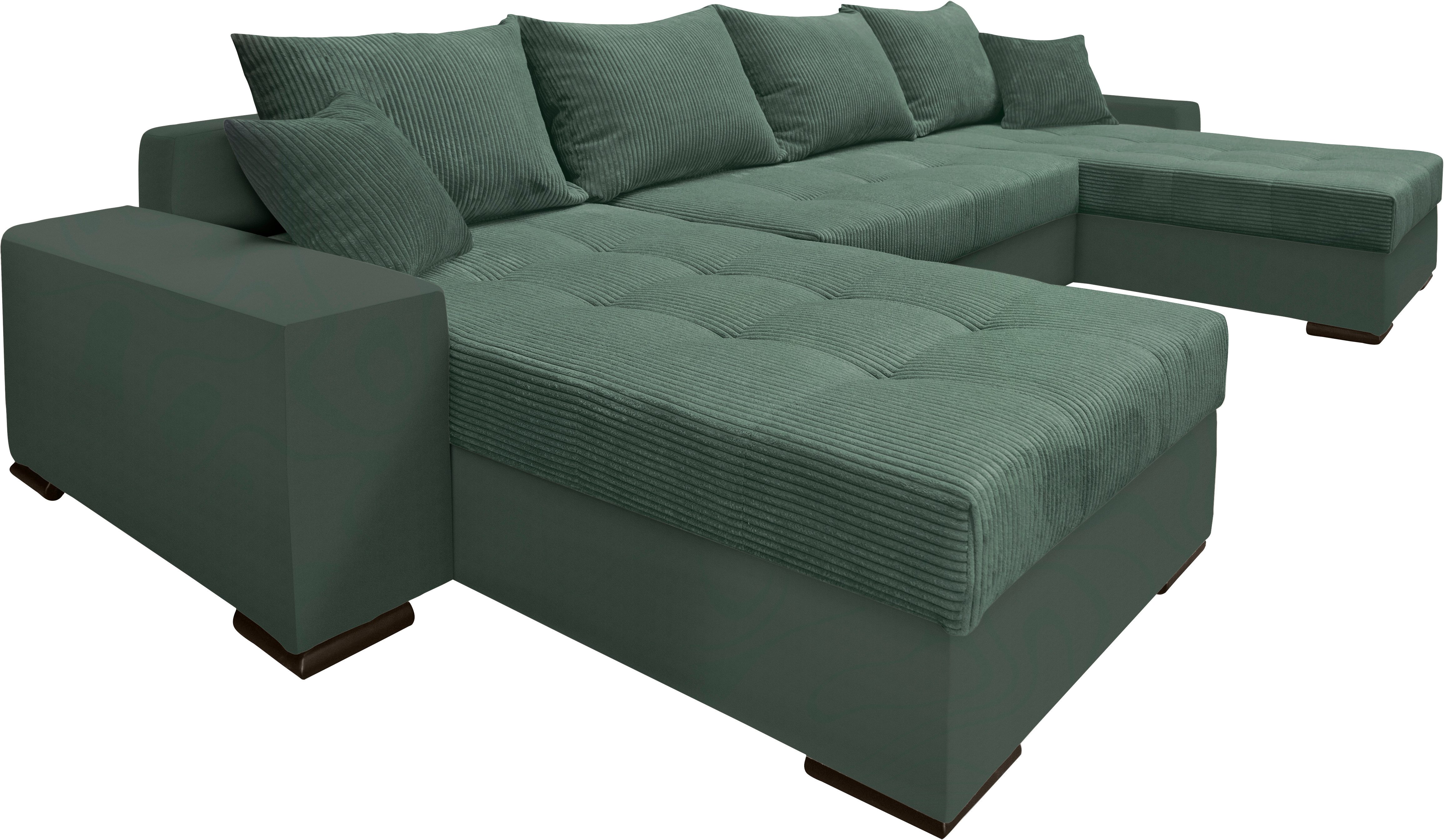COLLECTION AB Zithoek XL-Josy U-vorm, breedte 313 cm, cord-/mix incl. bedfunctie, bedlade, met 4 gelijk grote rugkussens