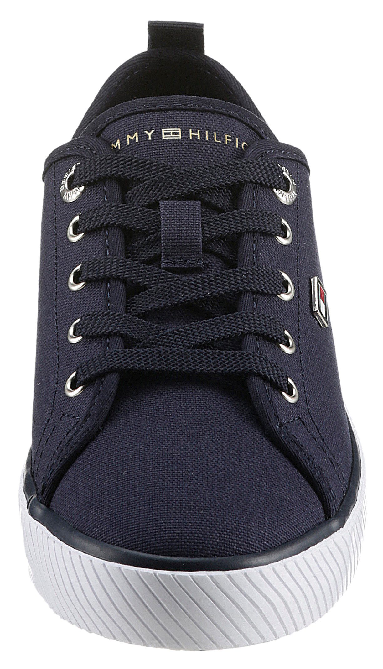 Tommy Hilfiger Plateausneakers VULC CANVAS SNEAKER , vrijetijdsschoen, lage schoen, veterschoen met praktische aantrek-lus
