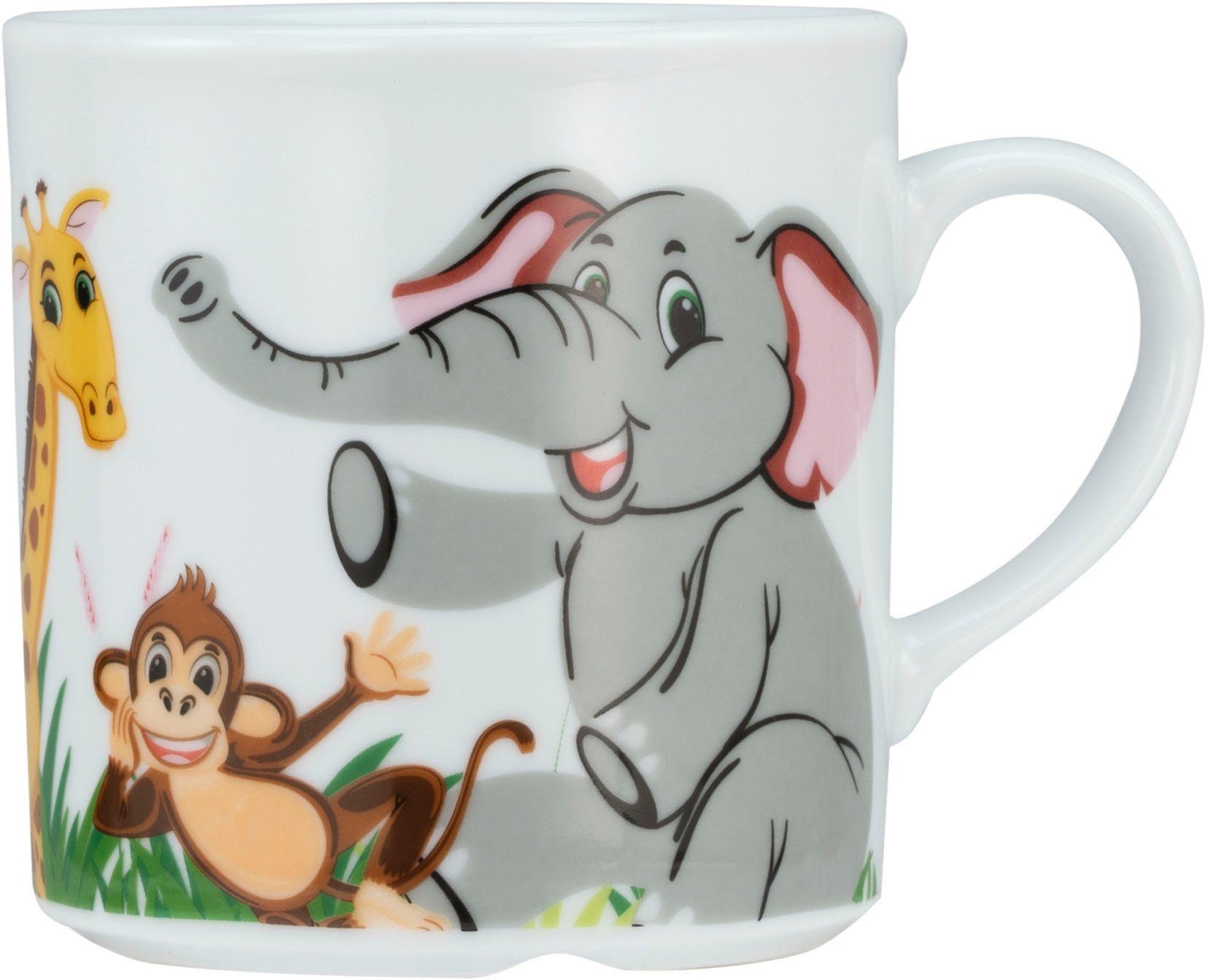 CreaTable Kinderservies-set Zoo Decor met leuke dierentuinbewoners, Made in Europe, 3 delen, voor 1 persoon (set, 3-delig)