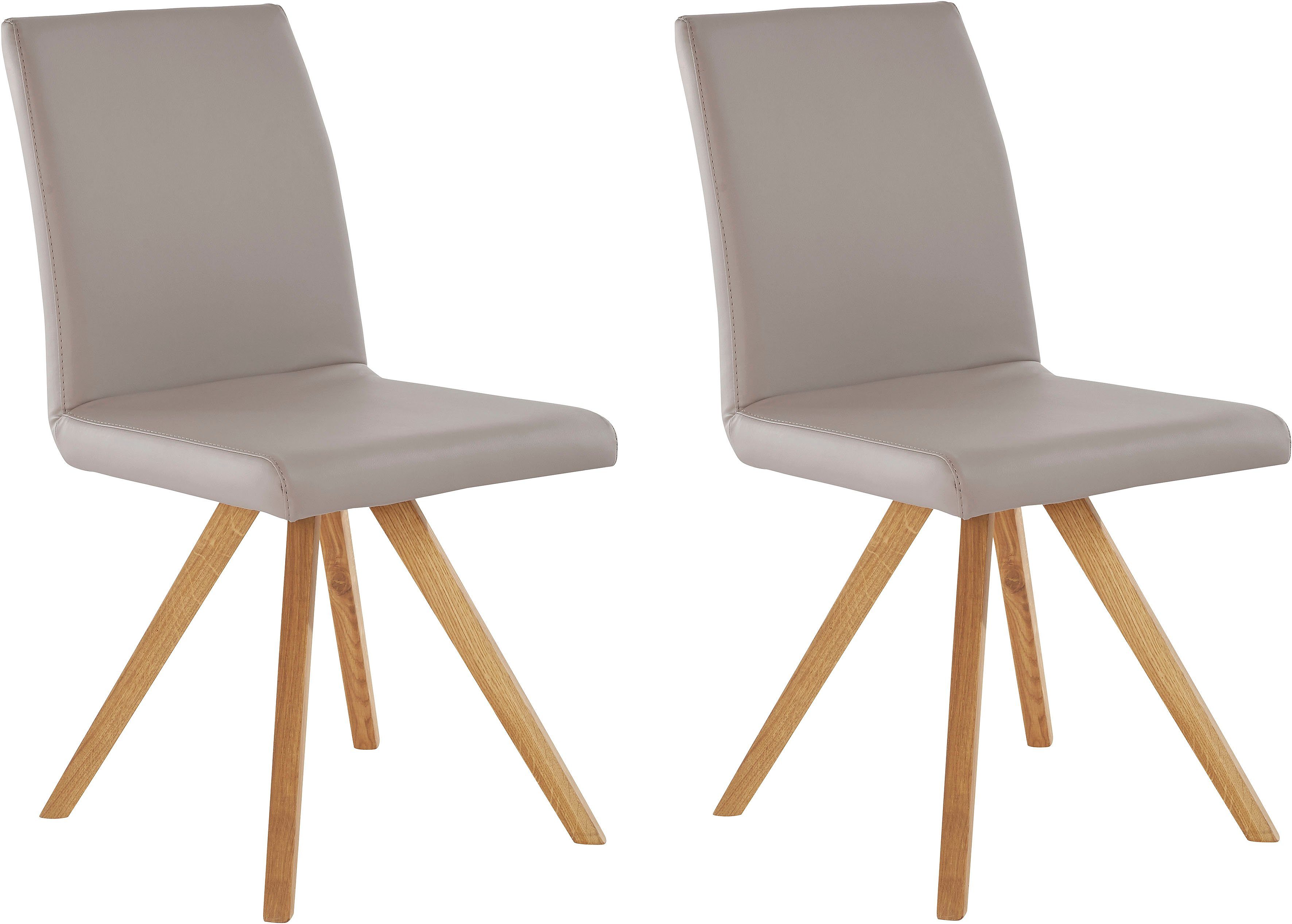 Home affaire Kuipstoel Rio Bekleding van imitatieleer of structuurstof en het frame is geolied eiken (2 stuks)