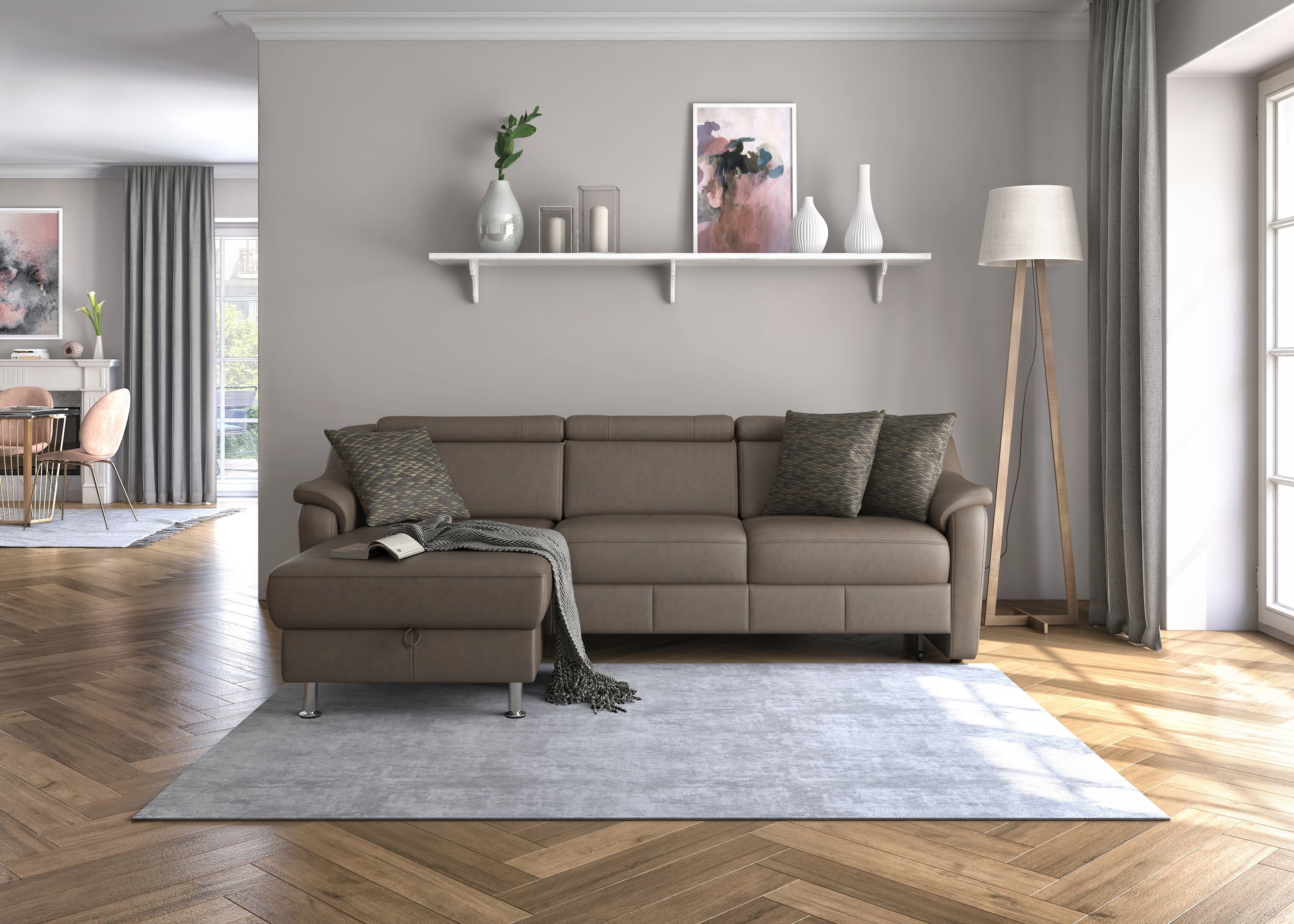 sit&more Hoekbank Freetown L-vorm met verstelbare hoofdsteun en comfortabele binnenvering