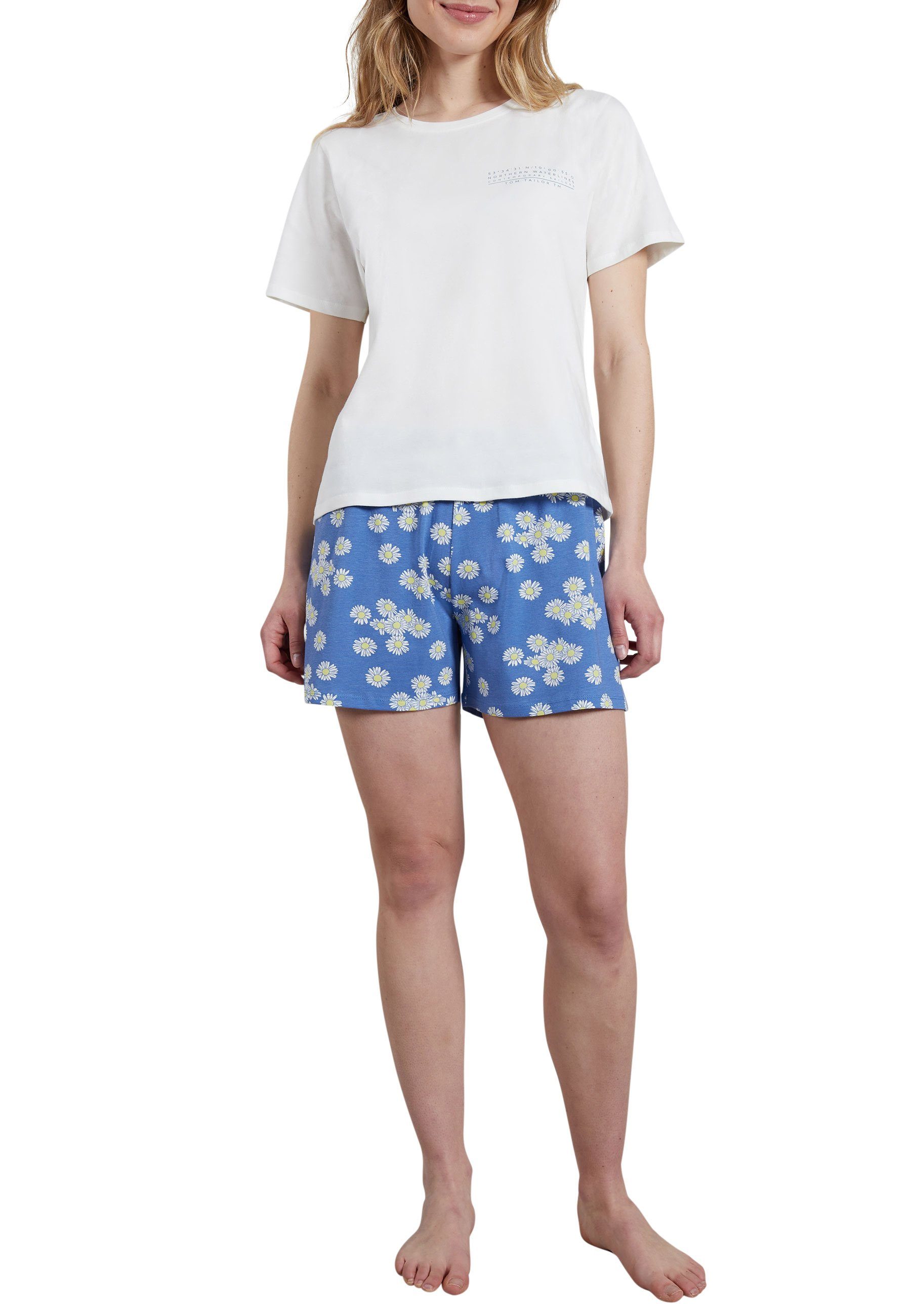 Tom Tailor Shortama met bloemig print op de broek (2-delig)