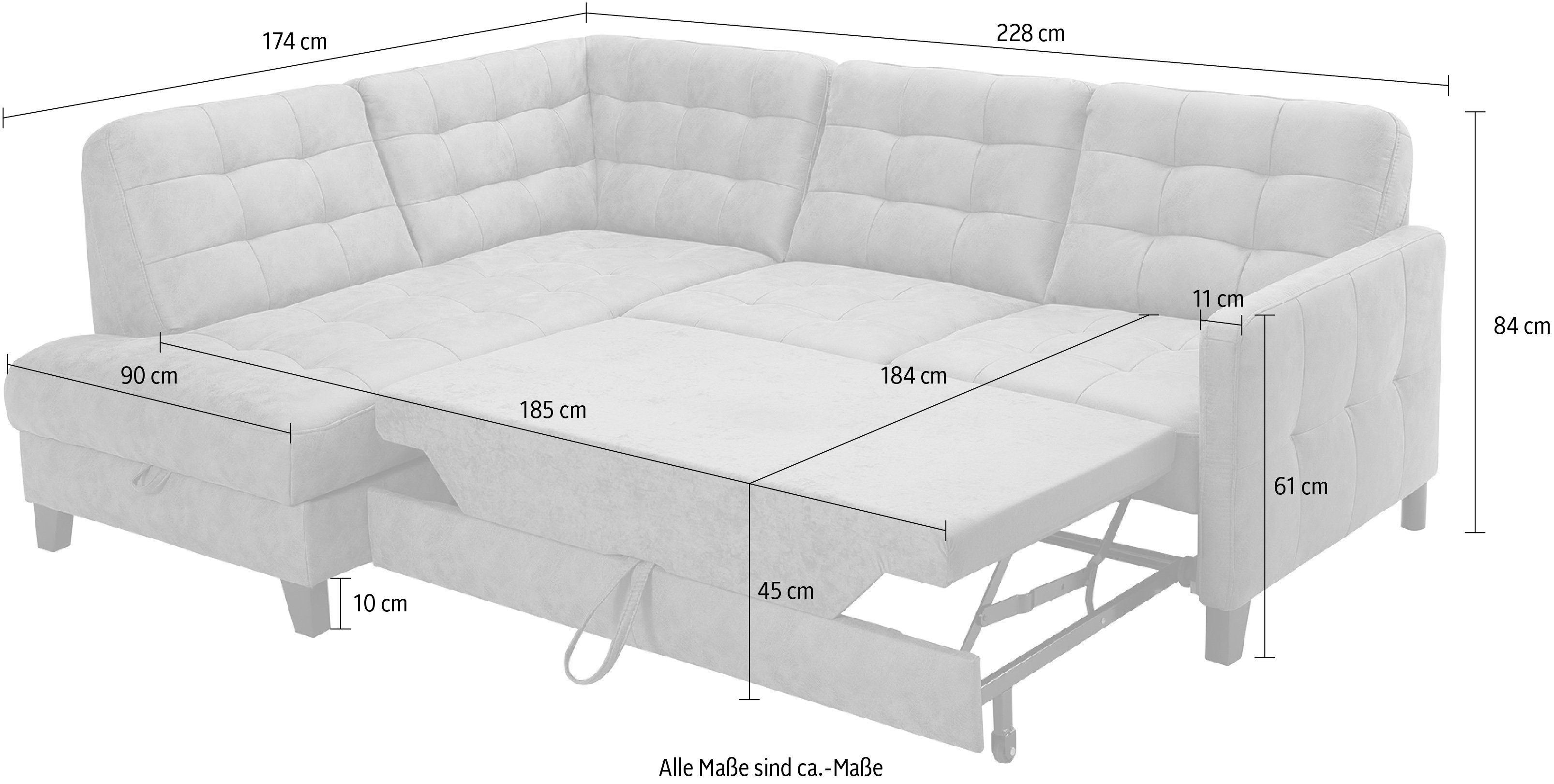 exxpo - sofa fashion Hoekbank Elio, compact en comfortabel, handig, tijdloos design, L-vorm