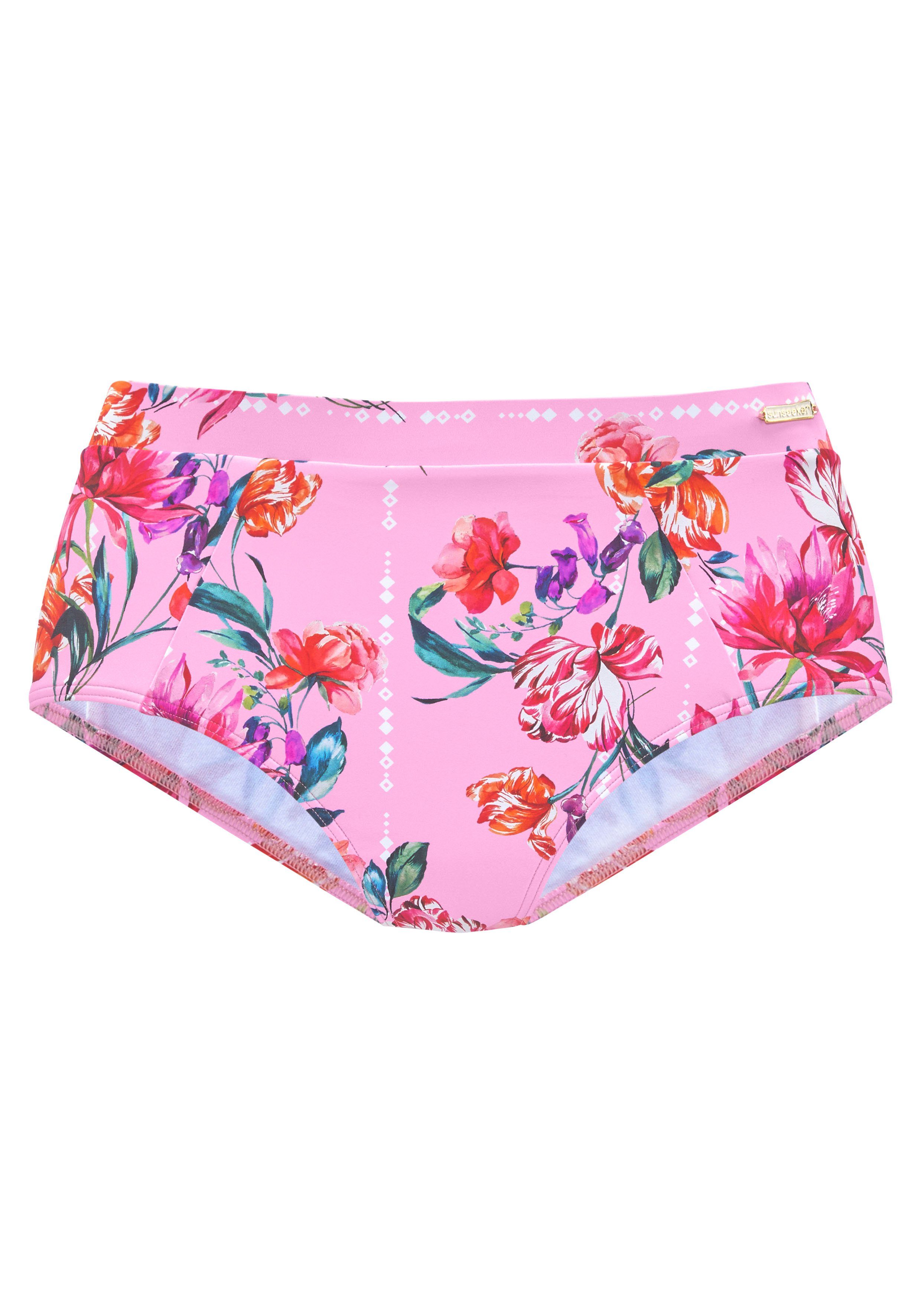 Sunseeker Highwaist-bikinibroekje Modern met een bloemmotief