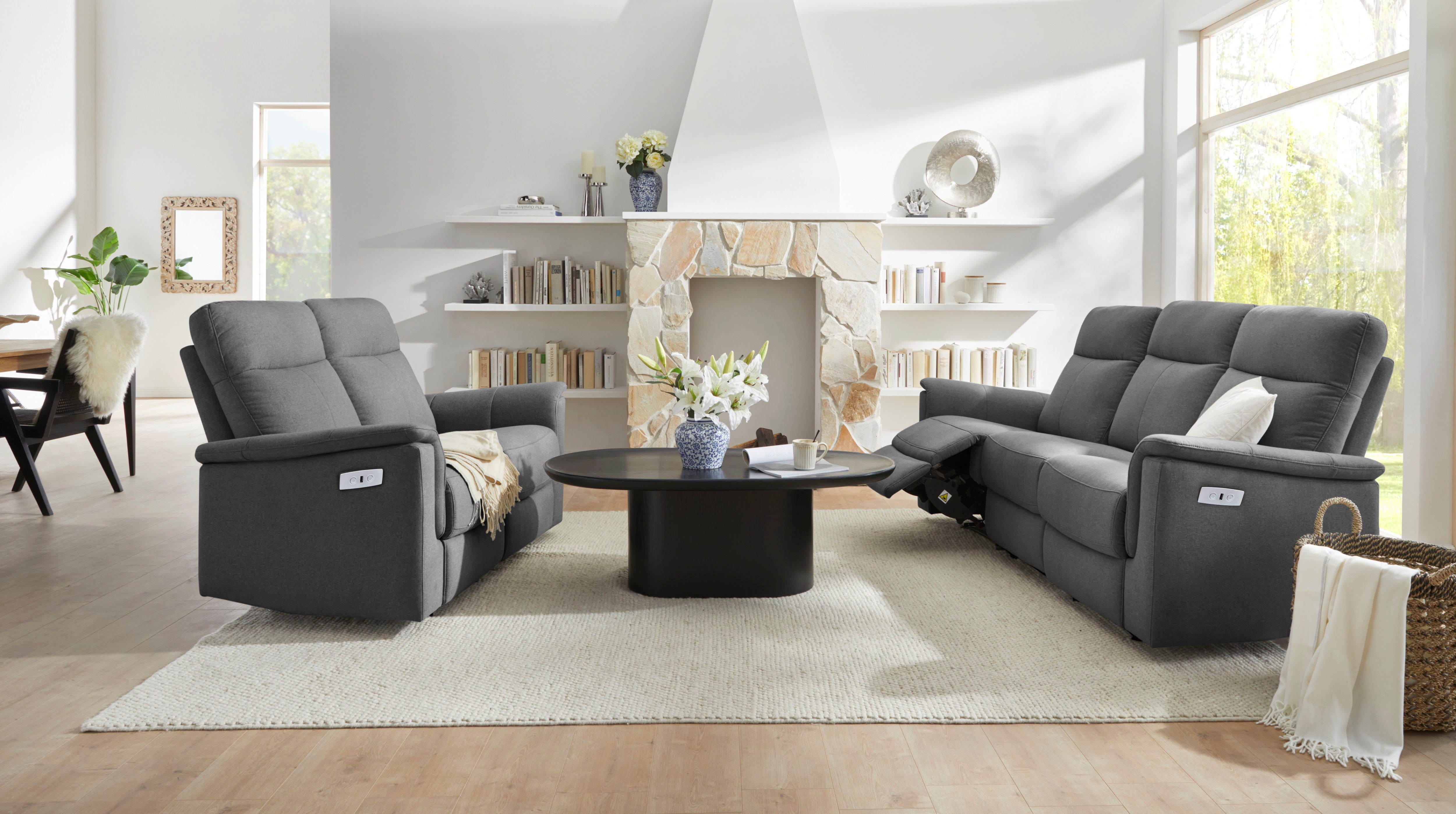 Home affaire 2-zitsbank Southbrook met handmatige en elektrische relaxfunctie