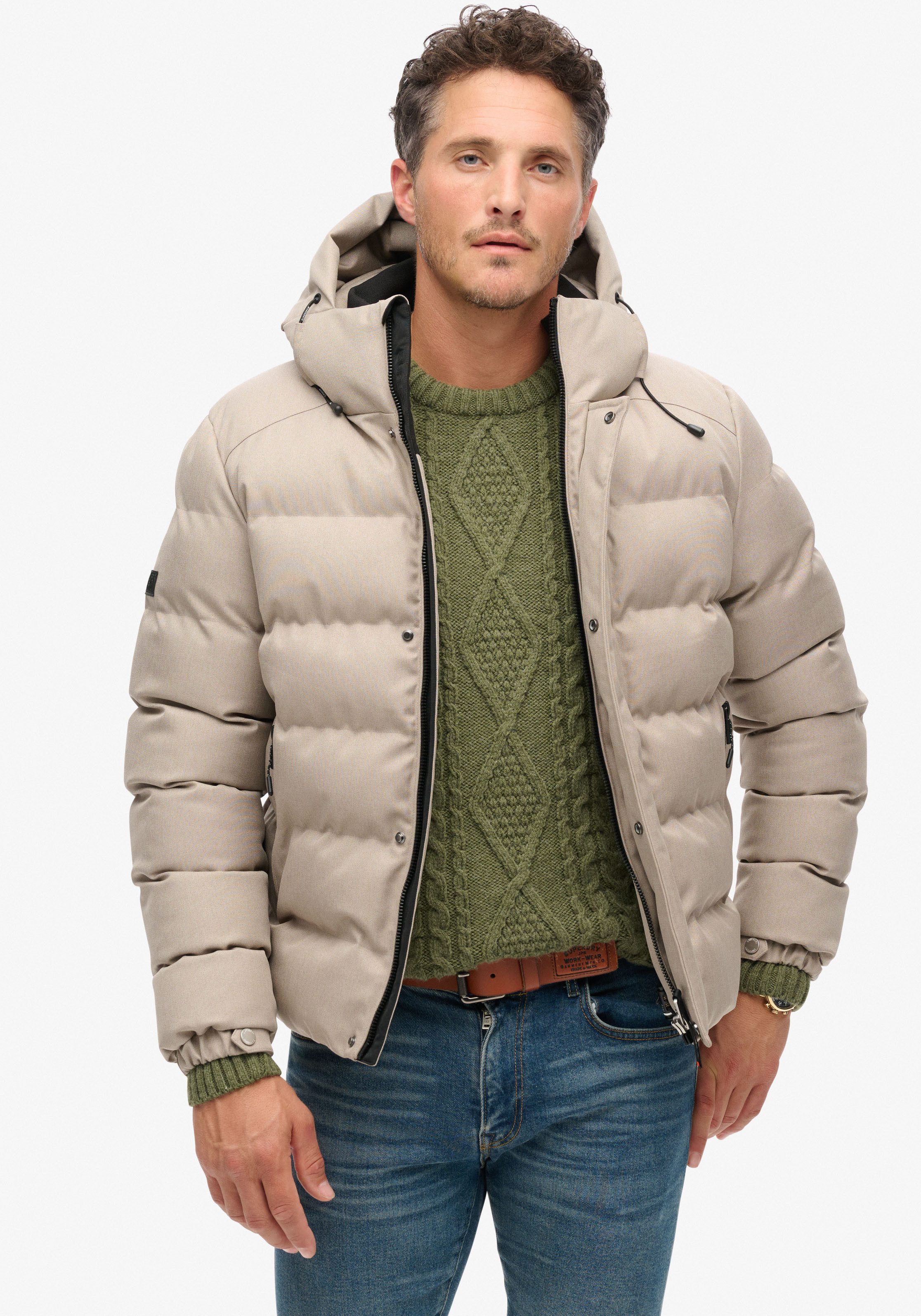 Superdry Gewatteerde jas HOODED TWEED SPORTS PUFFER JKT
