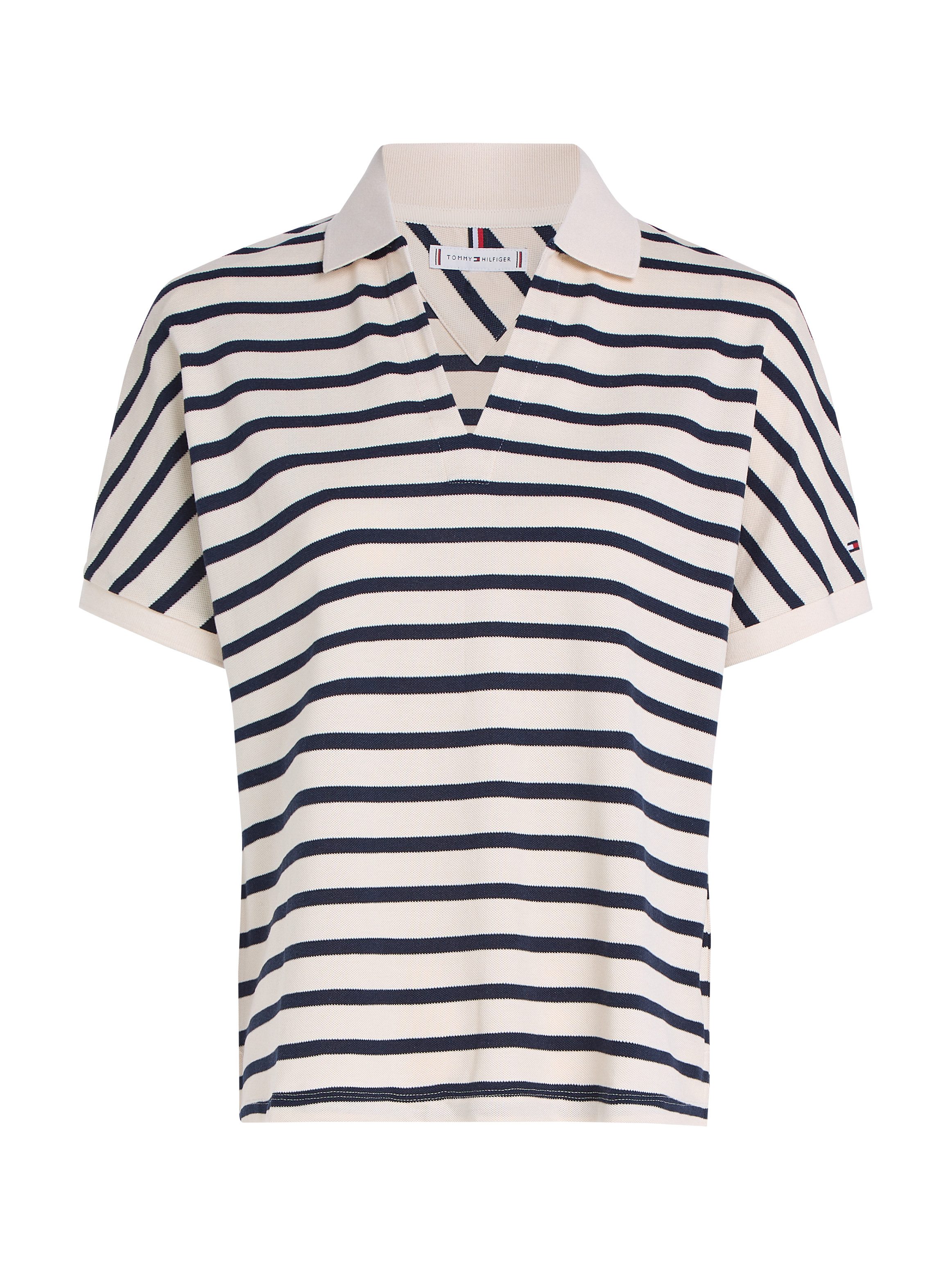 Tommy Hilfiger Poloshirt LYOCELL OPEN-NK RELAXED POLO SS met streepjespatroon, met zijsplitten