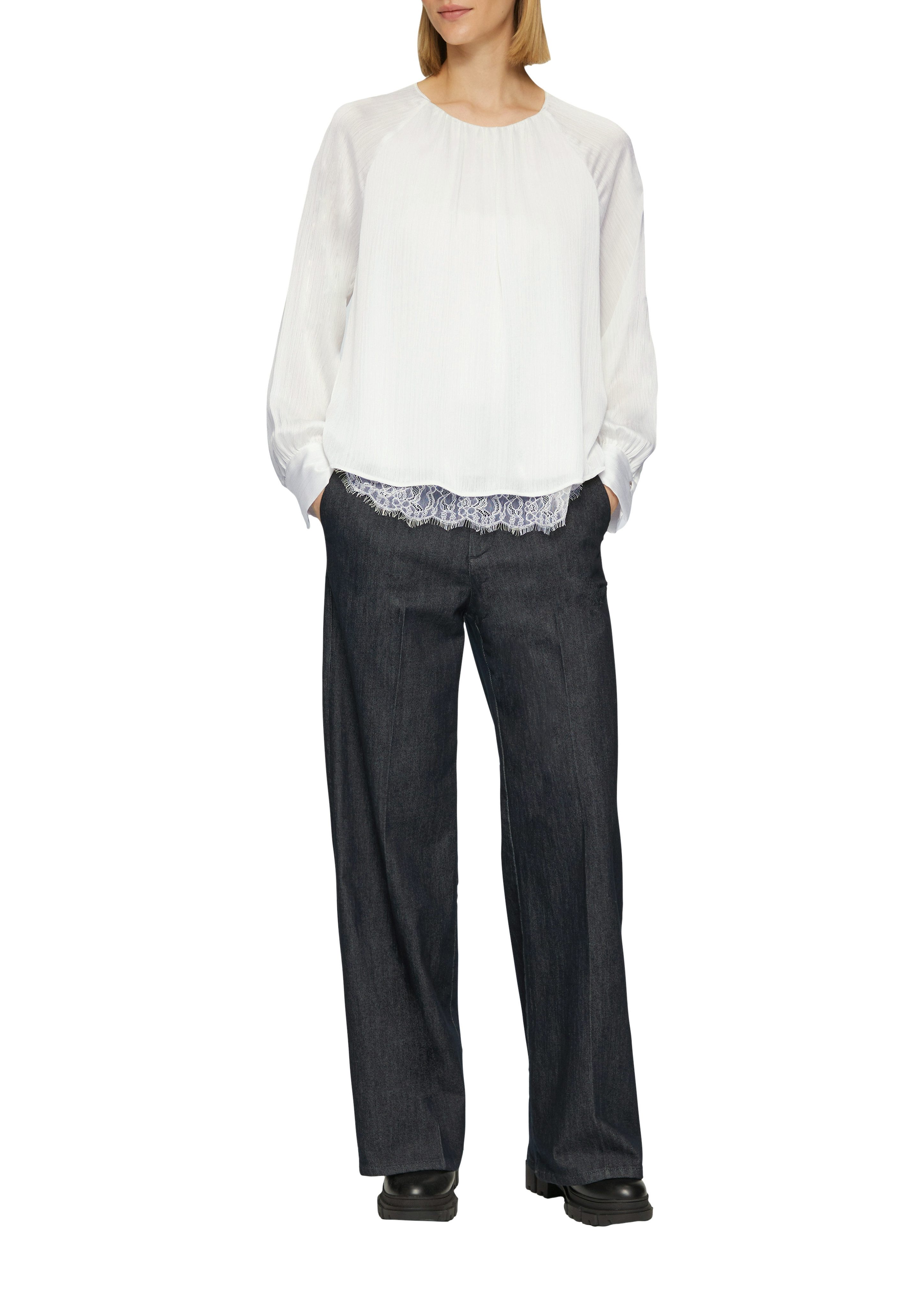 s.Oliver BLACK LABEL Blouse met lange mouwen met lichte ribstructuur