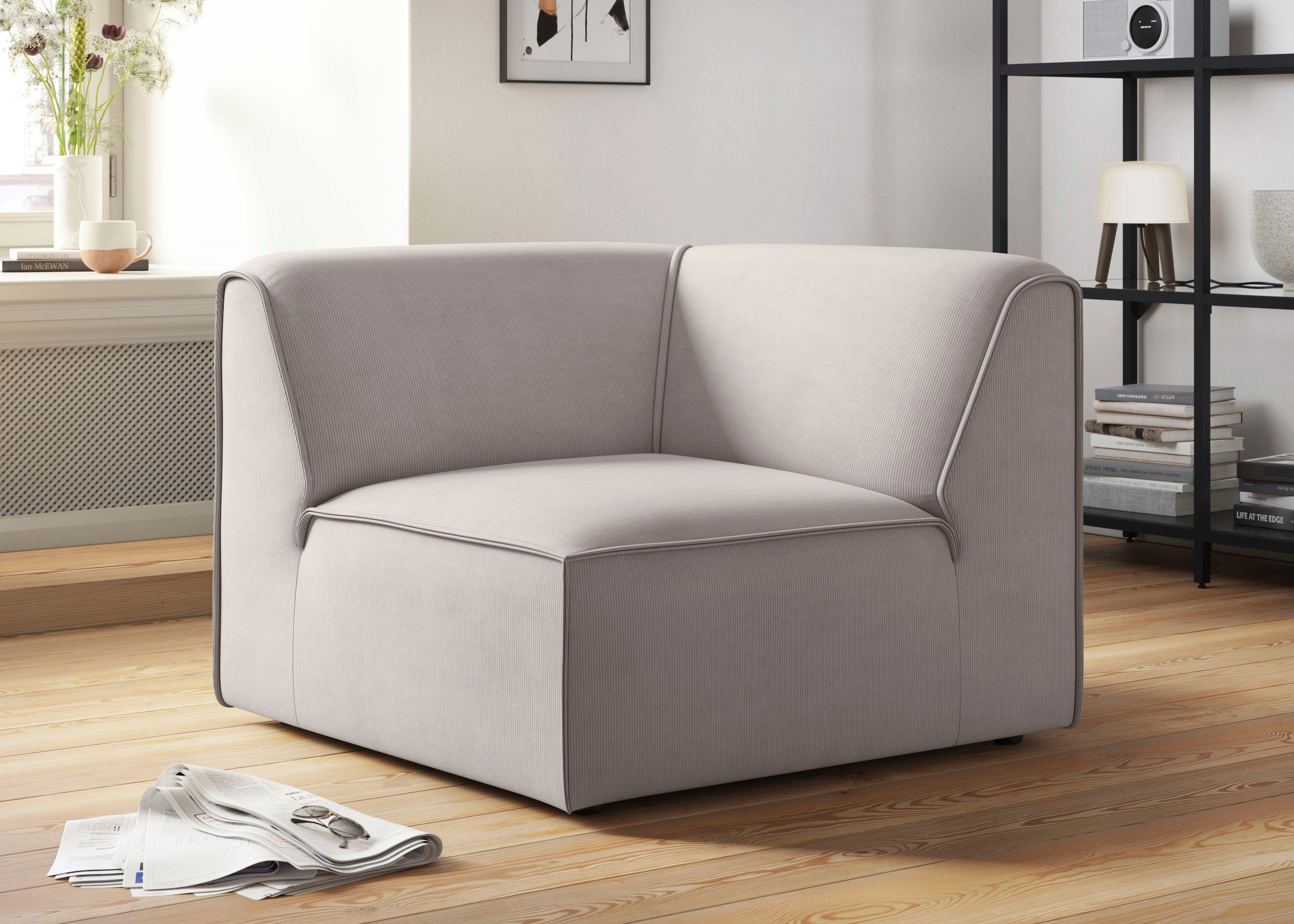 RAUM.ID Bank-hoekelement Merid, sofa-element, afmetingen B/D/H: 97/97/46 cm als module of apart te gebruiken, voor individuele samenstelling