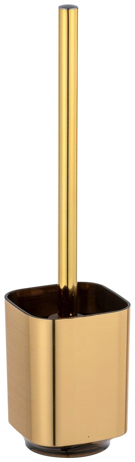 WENKO Toiletset Auron gemaakt van kunststof (1 stuk) wc-accessoires maat L/B/H: 9/9/38,5 cm goud(kleur)