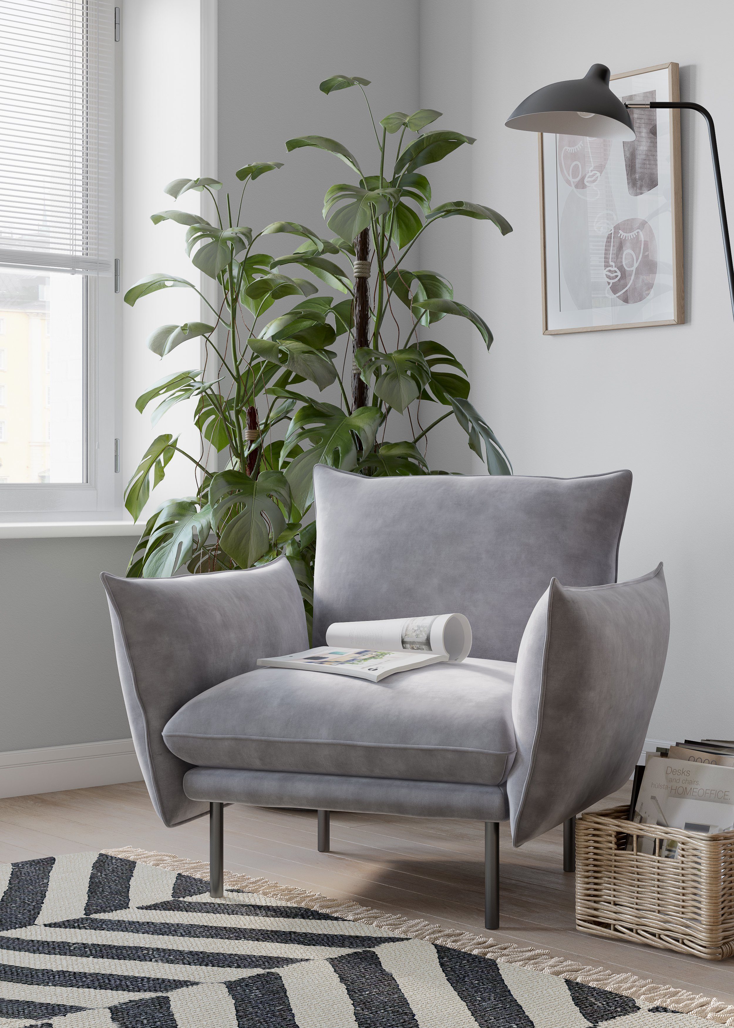 andas Fauteuil Stine cocktailstoel Bijzonder design door kussen-look en opstaande naad, by Morten Georgsen fauteuils grijs