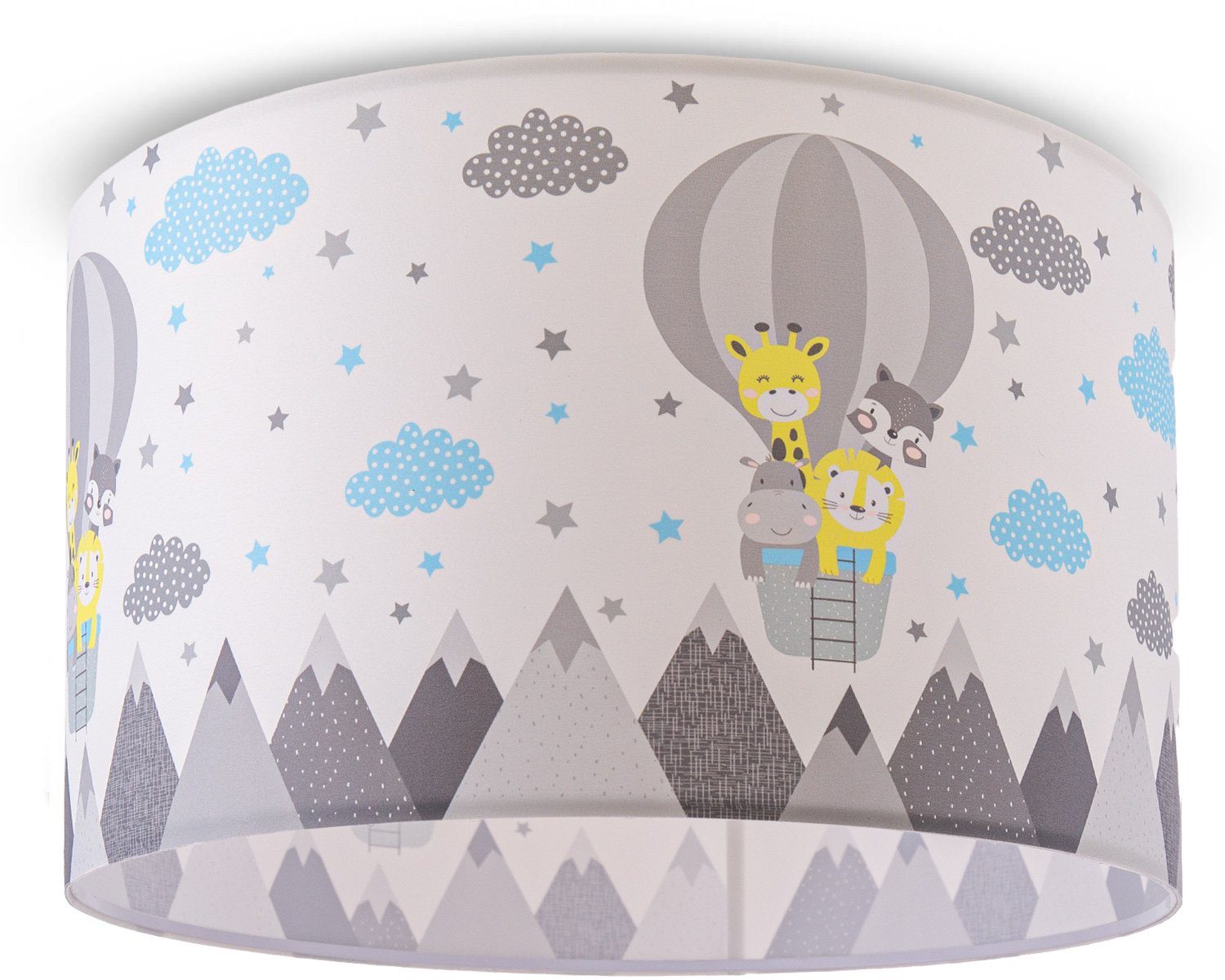 Paco Home Plafondlamp Cosmo 343 Lamp kinderkamer plafondlamp luchtballon wolken dieren zoo E27