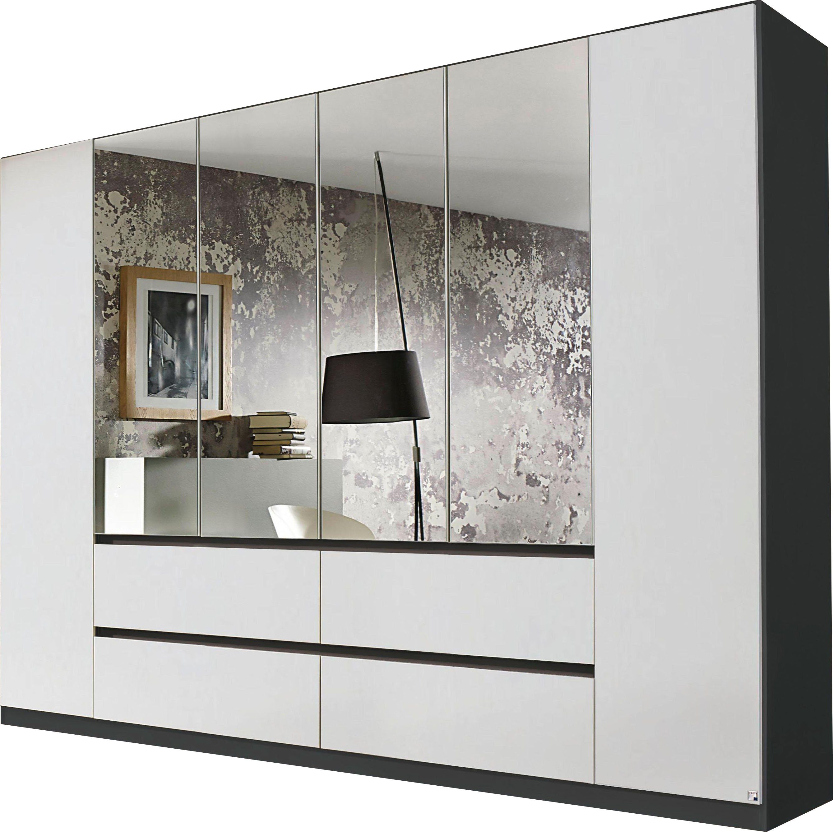 rauch Draaideurkast Kledingkast met spiegel garderobe MAINZ greeploos front met spiegel, buitendeuren met push-to-openfunctie