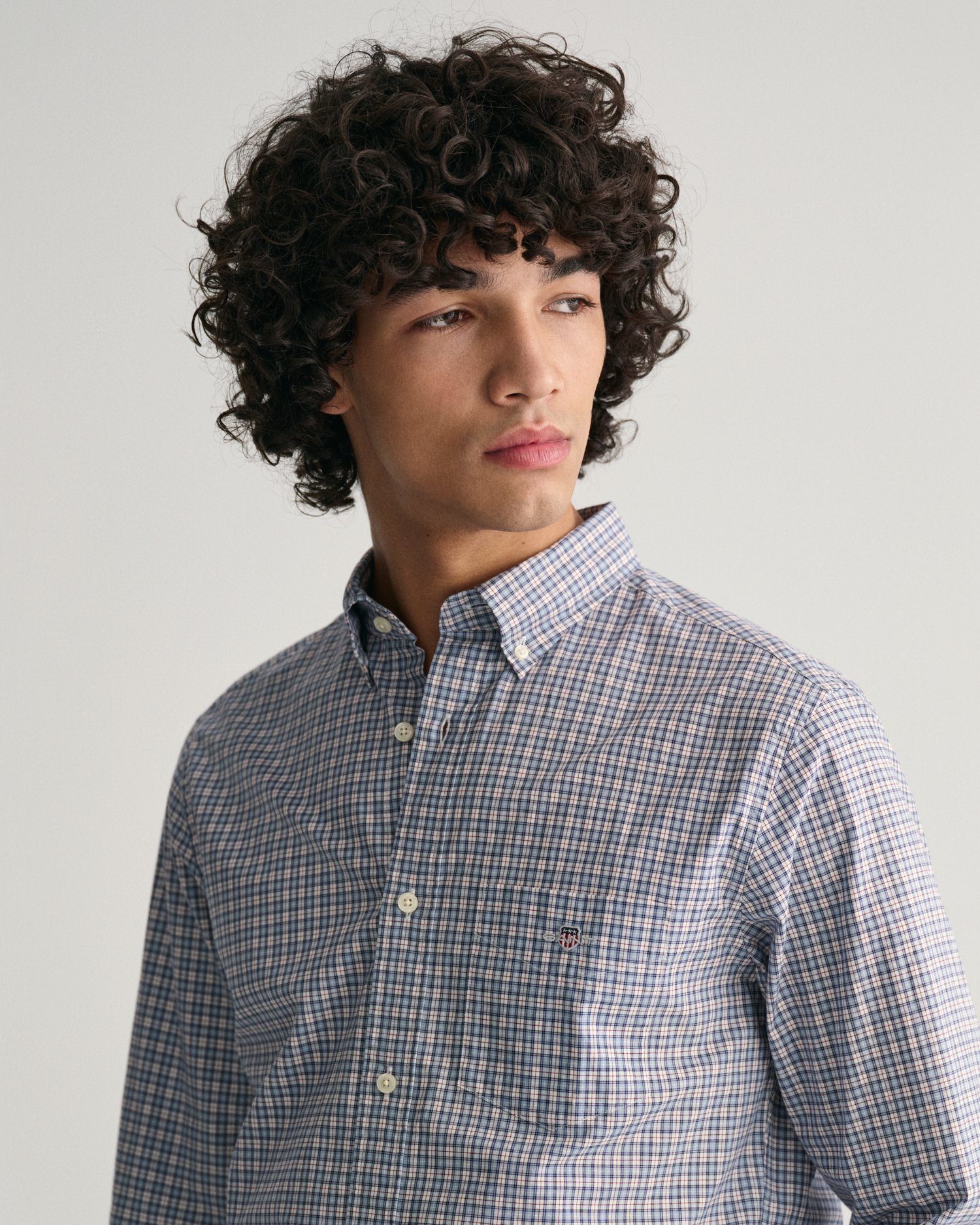 Gant Overhemd met lange mouwen REG POPLIN MICROCHECK SHIRT Micro-geruit popeline licht duurzaam en onderhoudsvriendelijk