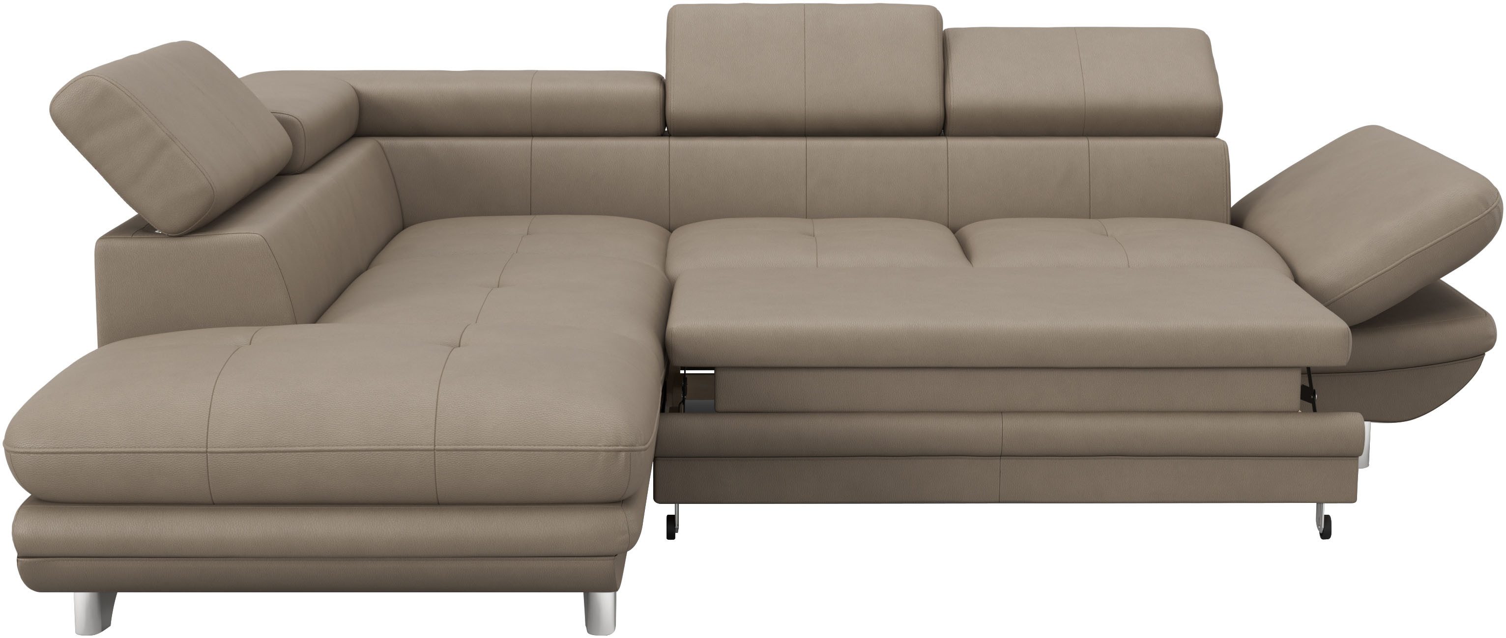 COTTA Hoekbank Enterprise L-vorm met arm- en hoofdbordverstelling, optioneel met slaapfunctie beige, hoekbanken, Ottomane links, Met verstelbare