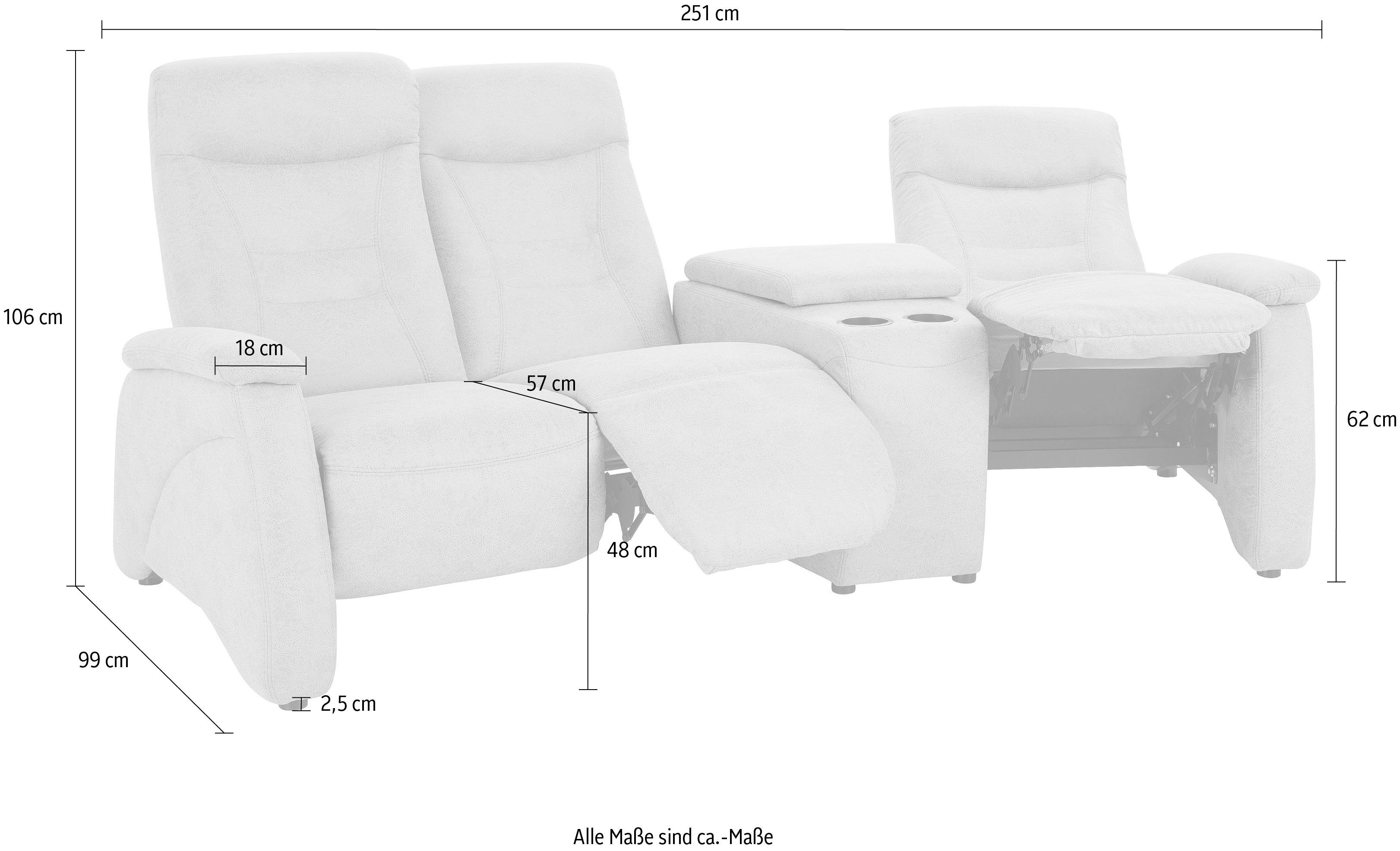 exxpo - sofa fashion 3-zitsbank Ascoli, bioscoopsofa met hoog zitcomfort, comfortabele armleuningen