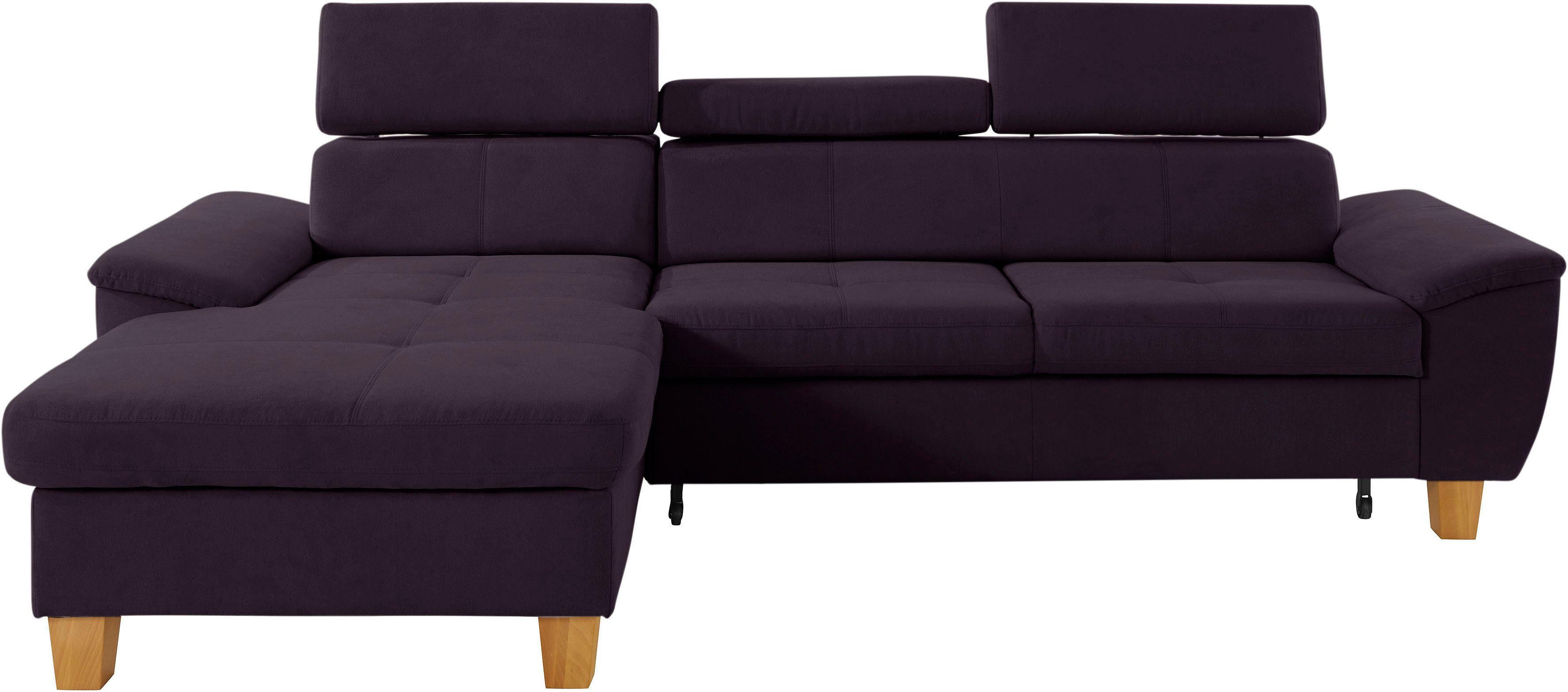 exxpo - sofa fashion Hoekbank Enya, uitgebreide afwerking, hoog zitcomfort, comfortabel, L-vorm inclusief verstelbare hoofdsteun, naar keuze met slaapfunctie en bedkist