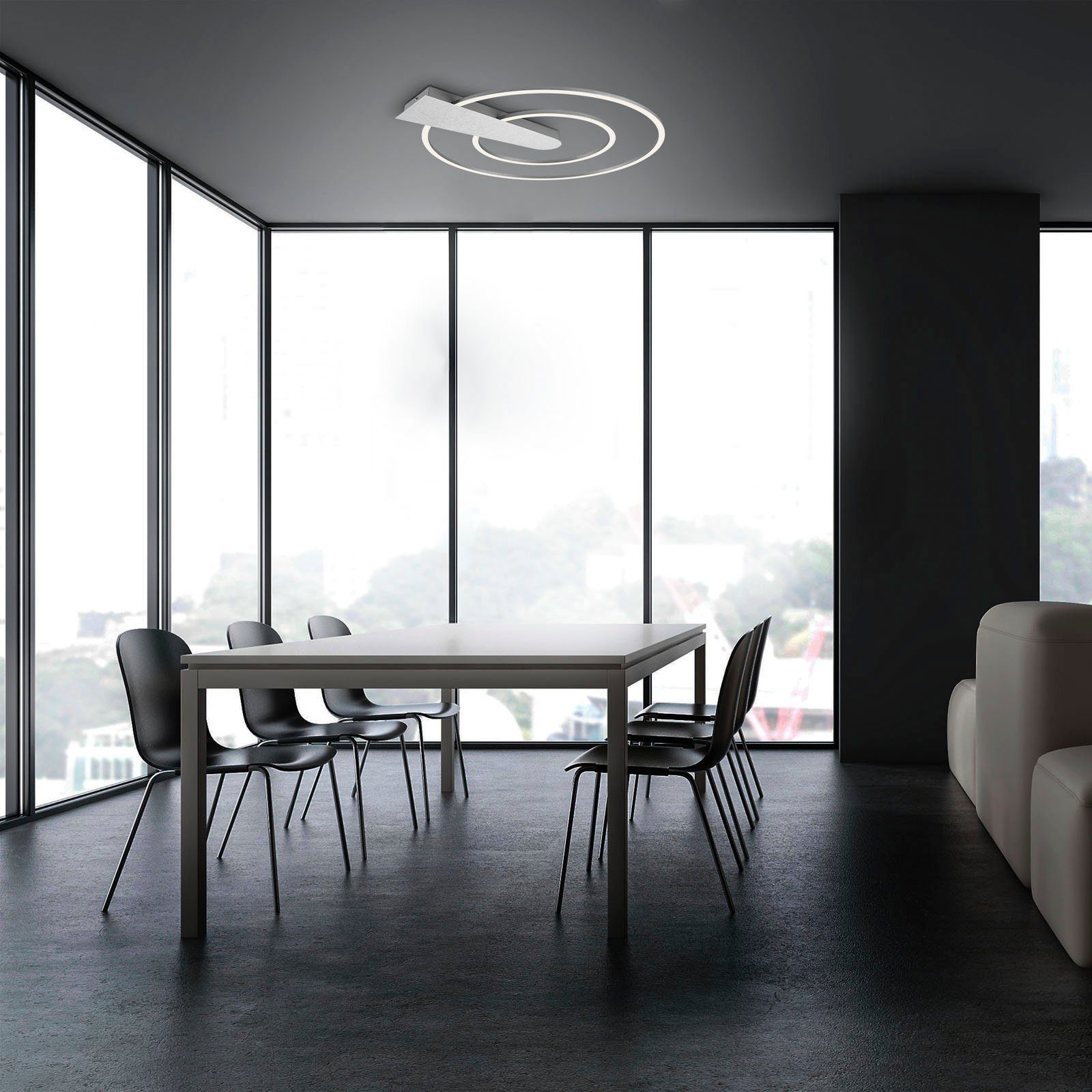 Briloner Leuchten Plafondlamp NICO DUO aluminiumkleurig, led, dimbaar, 3000 lumen, plafondlamp (1 stuk)