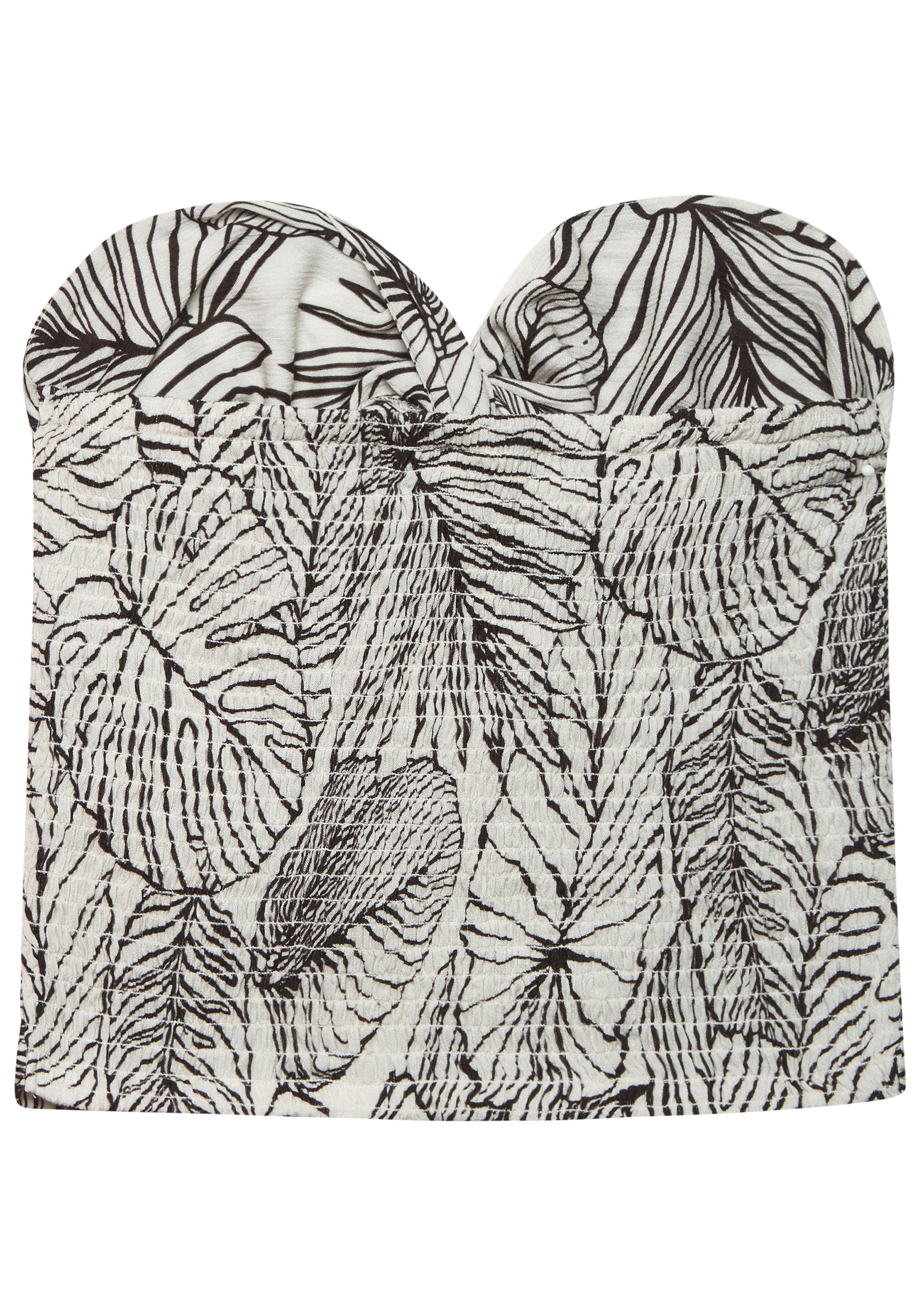 s.Oliver RED LABEL Beachwear Bandeautop met knoopdetail en alloverprint, schoudervrij, figuuraccentuerend