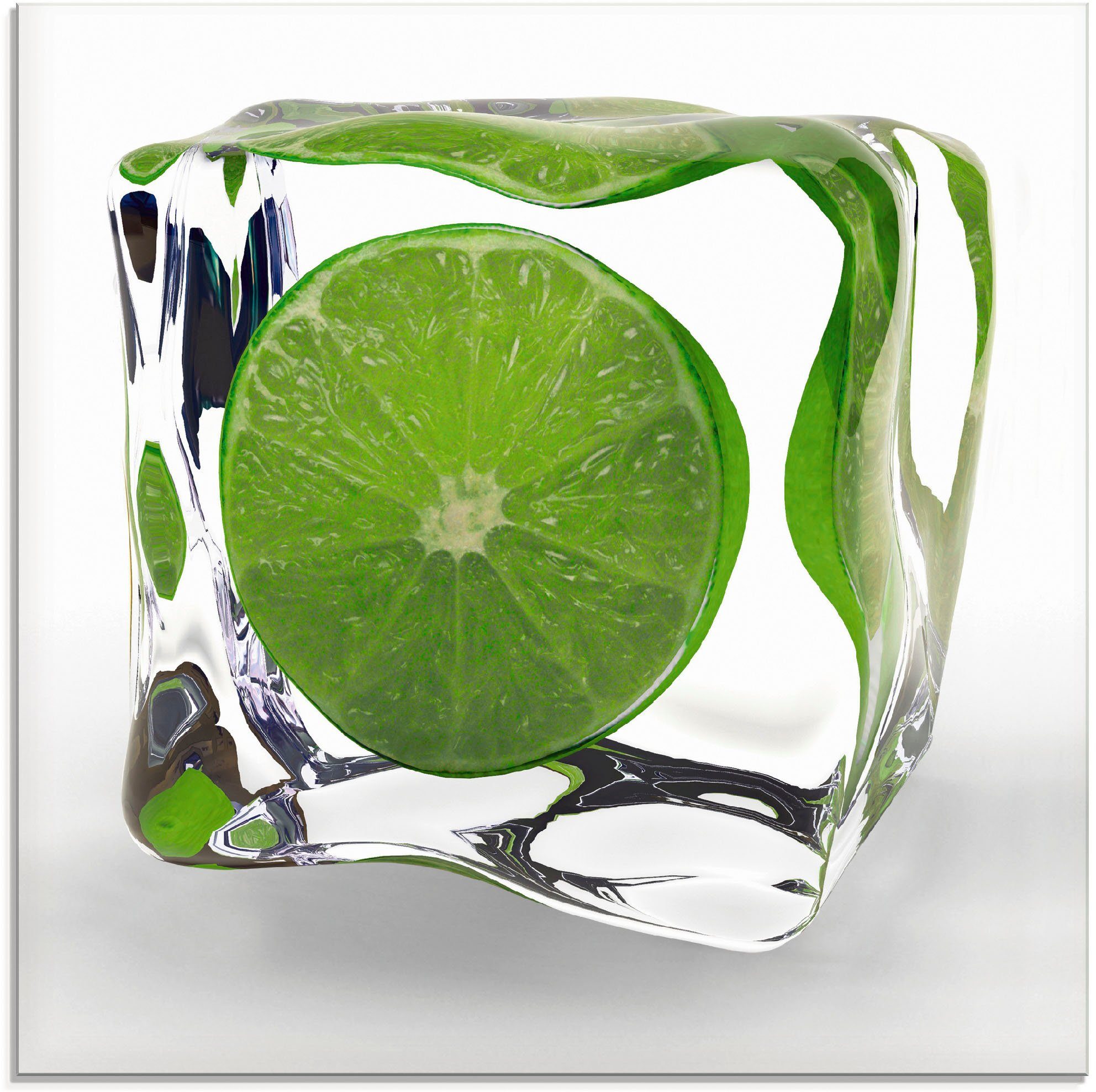 Artland Print op glas Limoen in ijsblokje (1 stuk)