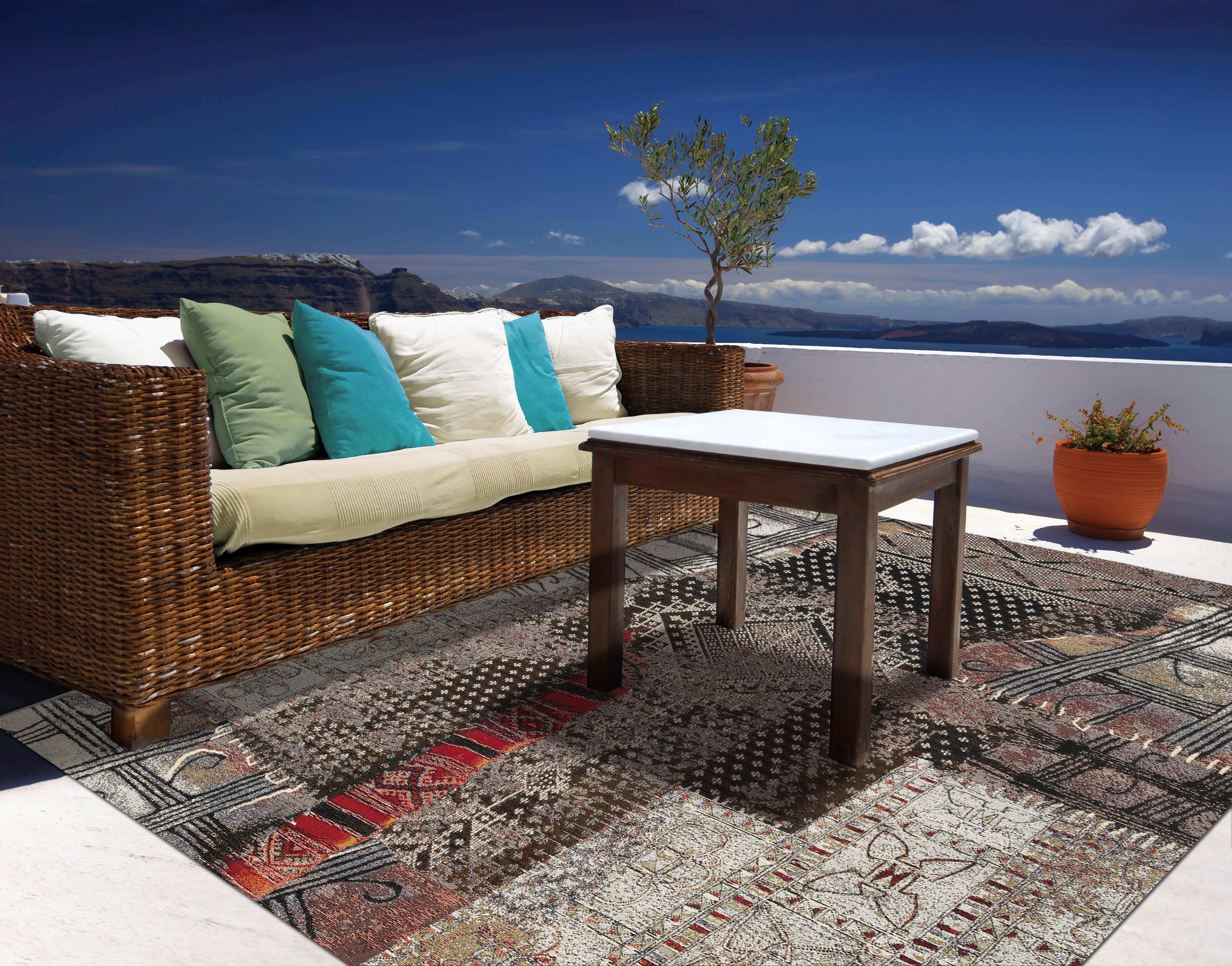 Gino Falcone Vloerkleed Outdoor-Africa 37 Platweefsel, geschikt voor binnen en buiten, woonkamer