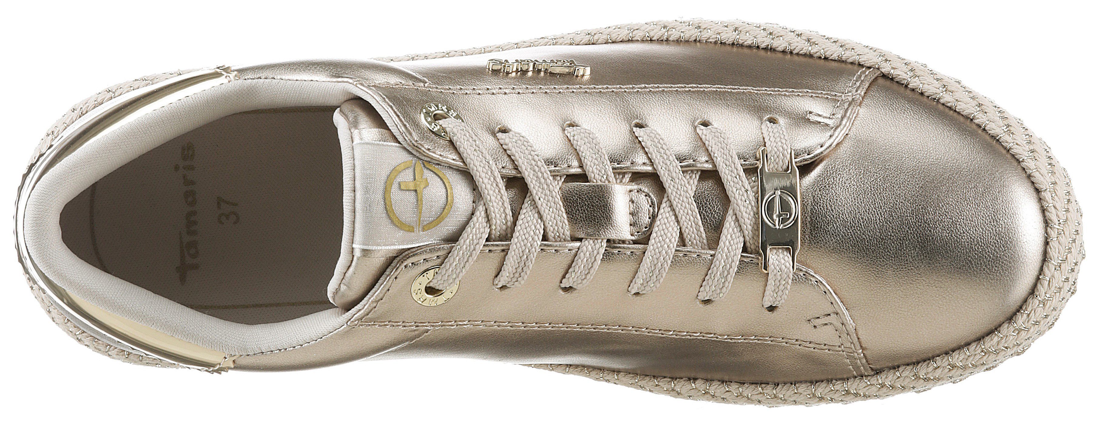Tamaris Plateausneakers , vrijetijdsschoen, lage schoen, veterschoen met textielkoord aan het plateau