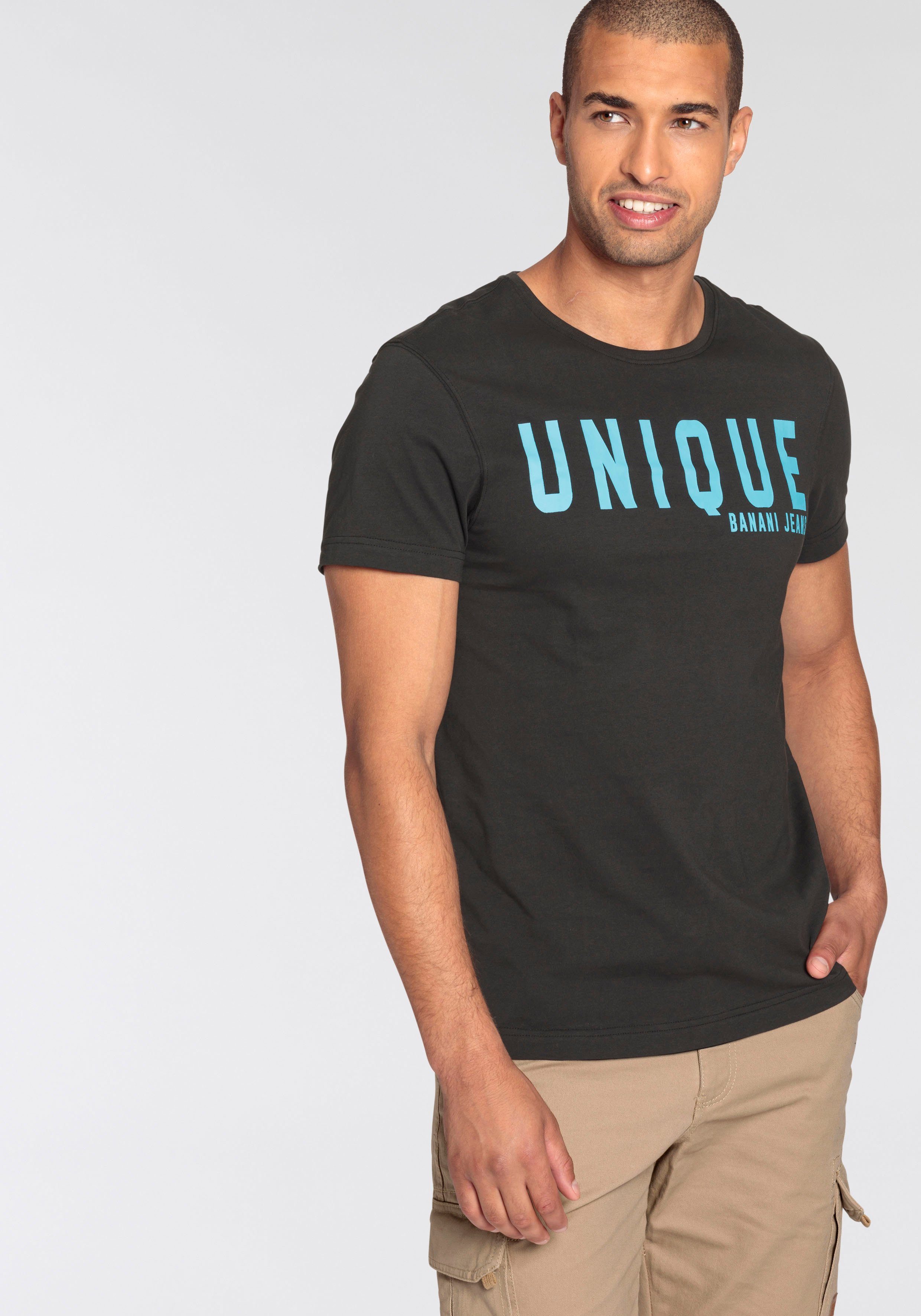 Bruno Banani T-shirt smal gesneden, met logoprints, ronde hals