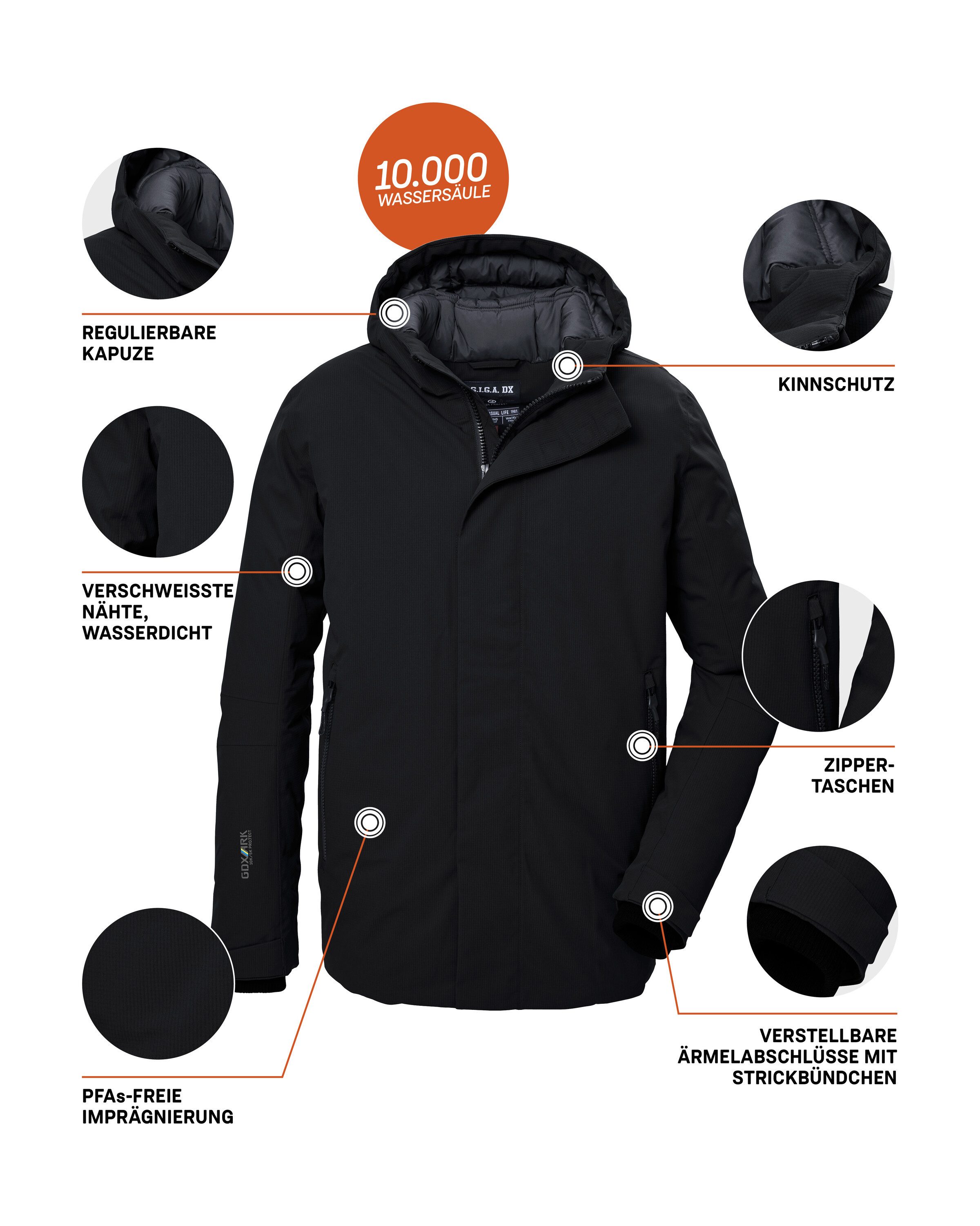 G.I.G.A. DX by killtec Functioneel jack GW 11 MN JCKT Waterdichte, ademende winterjas met verstelbare capuchon