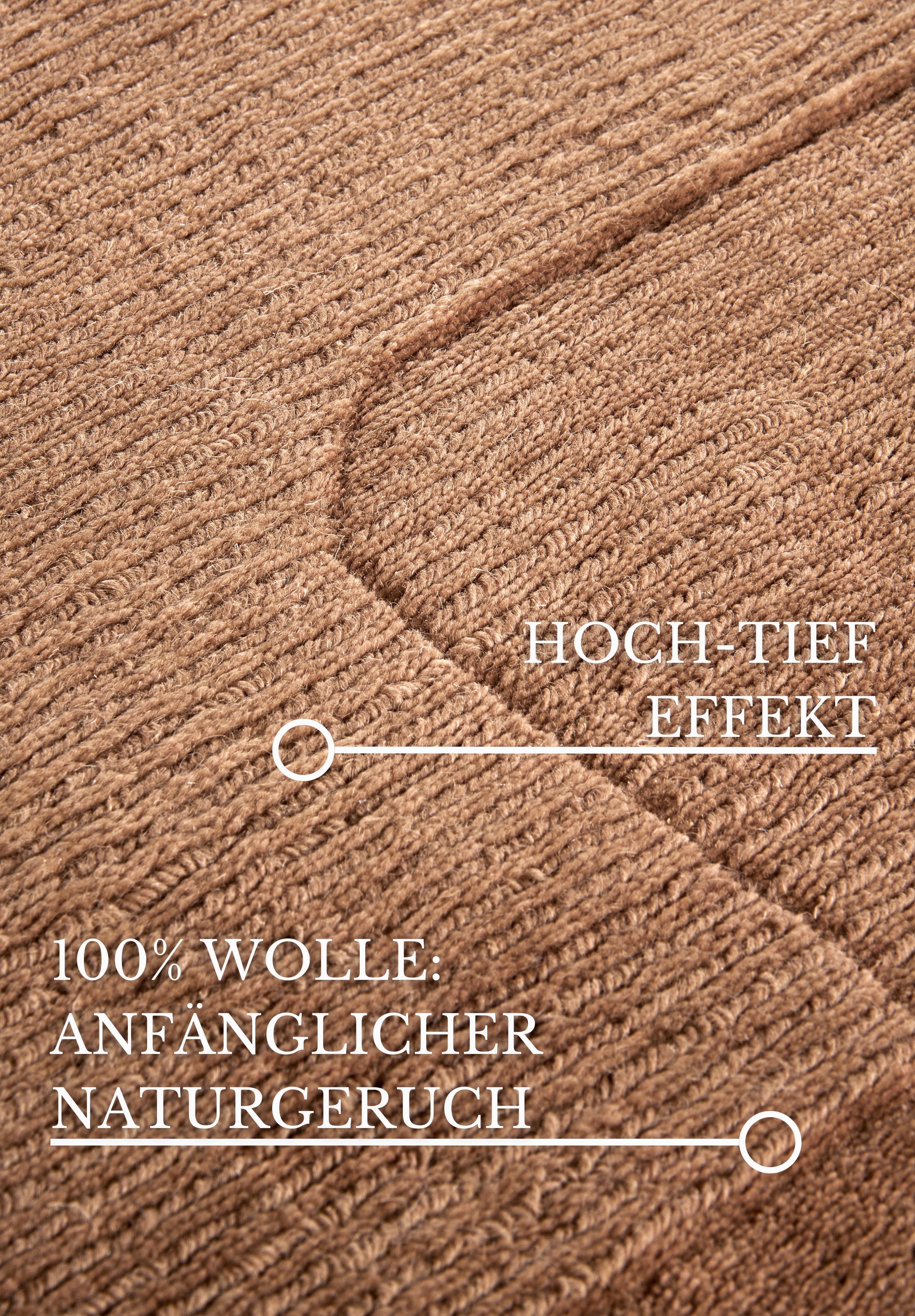 Villeroy & Boch Wollen kleed Charlotte Loper, handgeweven, wol, natuur, loper, woonkamer, geometrie