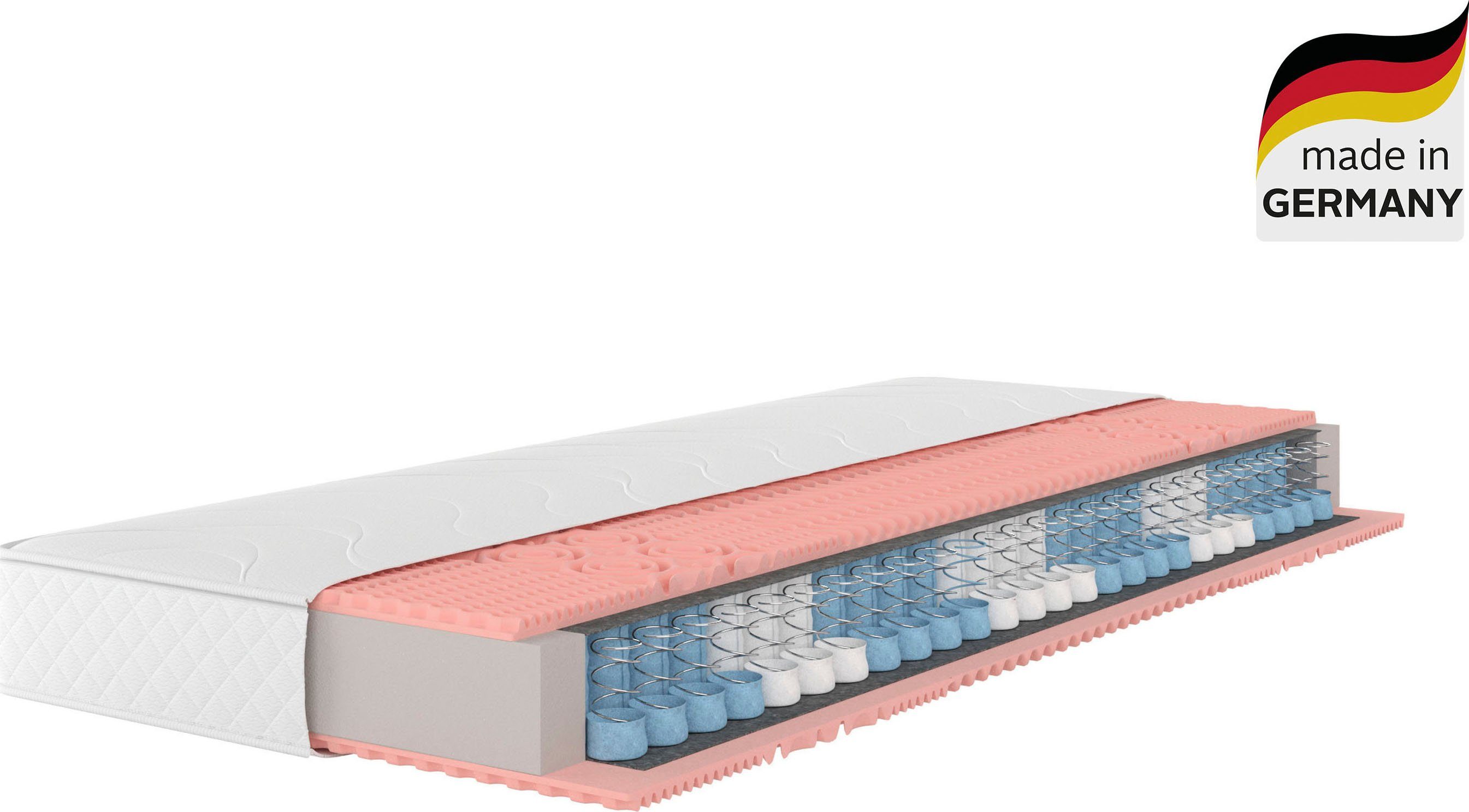 f.a.n. Frankenstolz Pocketveringsmatras Loona, 7 zones matras 90x200 cm, 140x200 cm & andere maten Matras H2-H4, ergonomisch, ademend, 420 veren bij