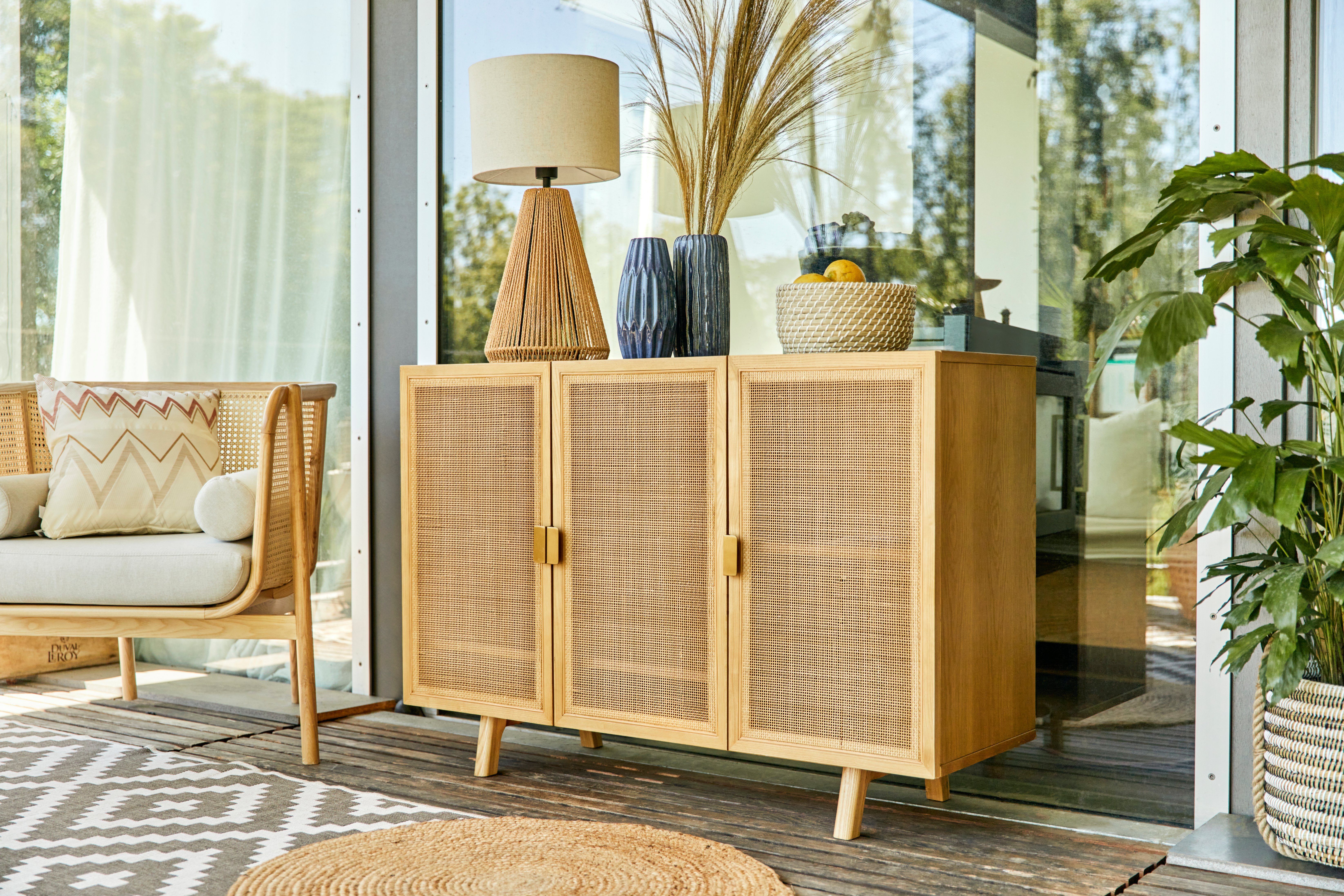 LeGer Home by Lena Gercke Kast Lina, TOPSELLER! Rattan inzetstukken in de fronten Met rotan inzet, 4 binnenvakken, gedeeltelijk massief