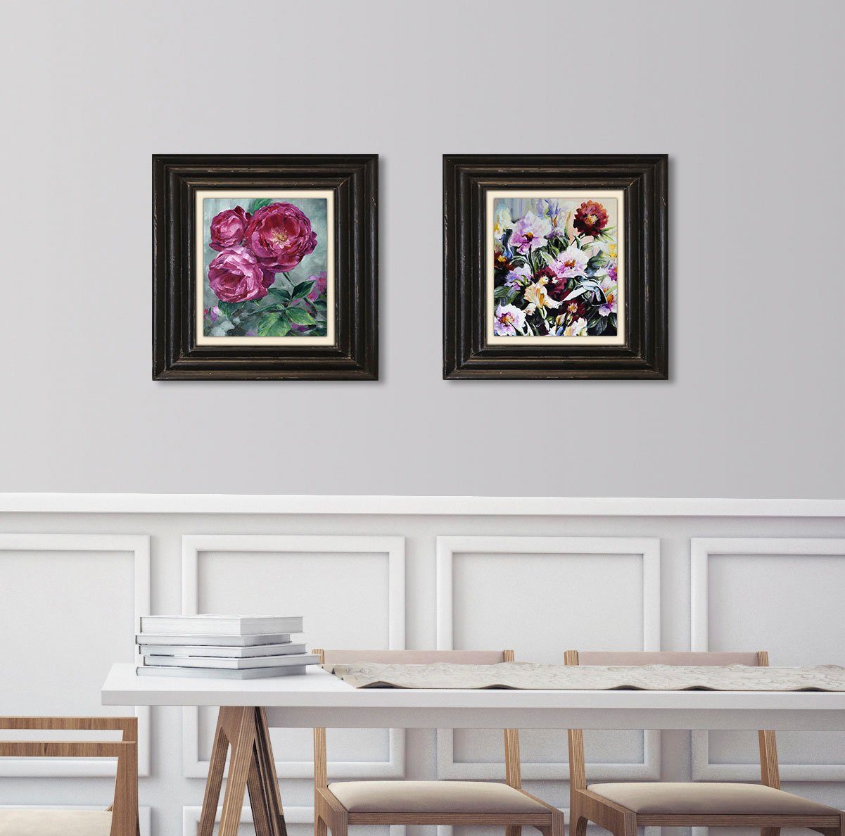 queence Artprint op linnen Bloemen Premium canvasstof, handgemaakt in Duitsland, 40x40cm