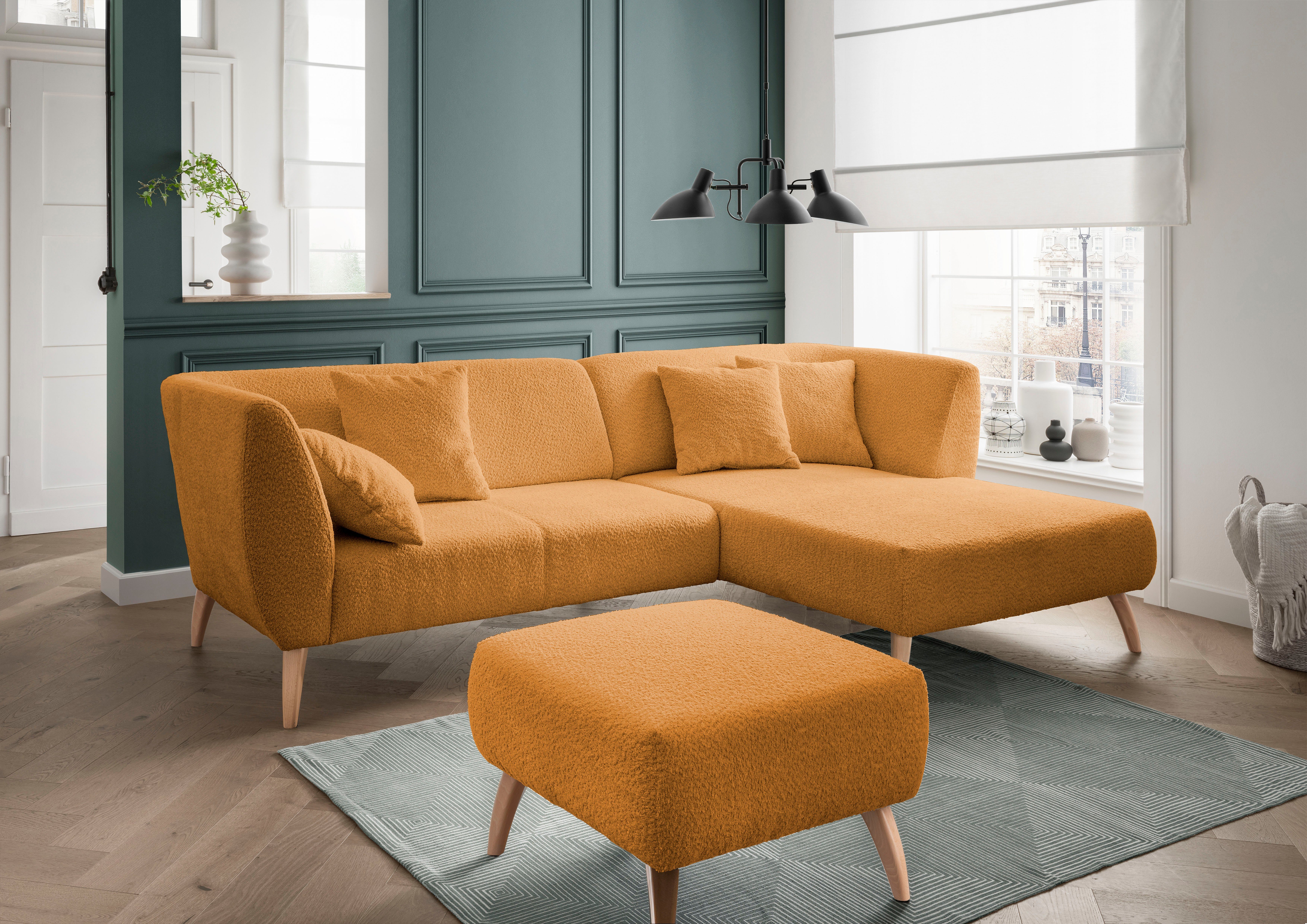 INOSIGN Hocker Colori Kleur houten poten naar keuze, verschillende stoffen, hoogwaardige stof