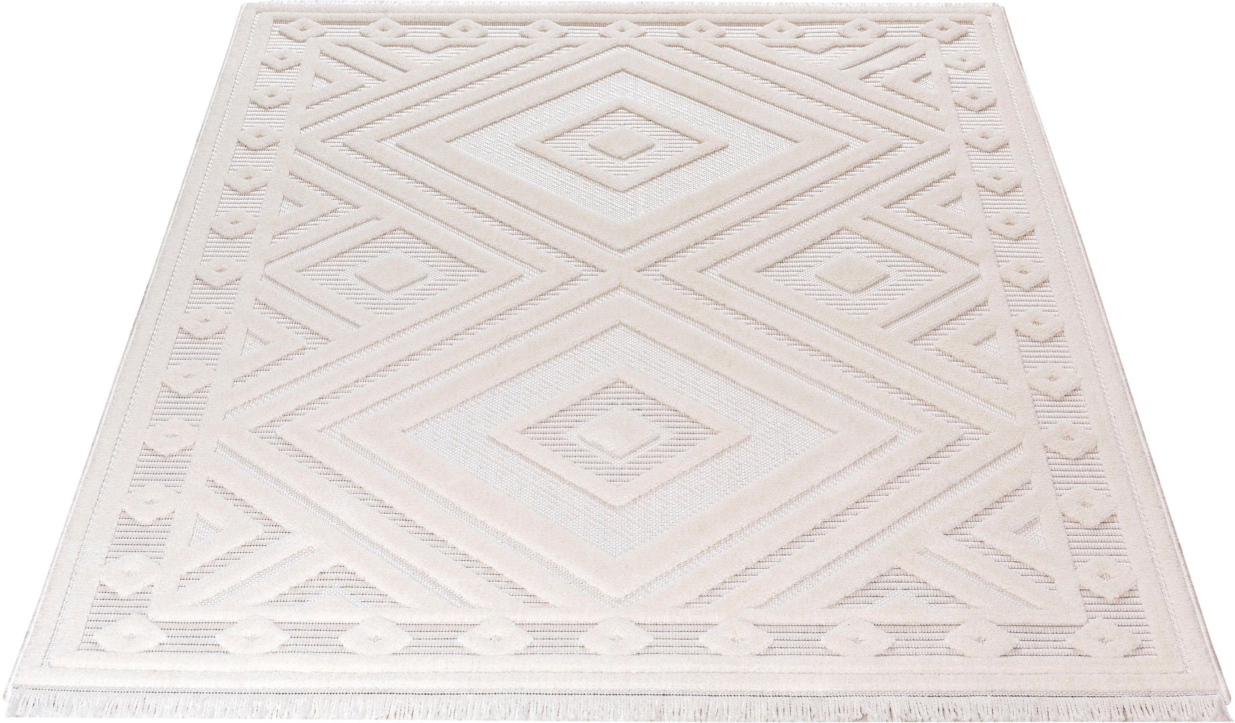 Sehrazat Vloerkleed Scandi 9840 Korte pool, 3D-effect uitstraling, hoog-laag structuur, woonkamer moderne vloerkleden maat 120 cm x 170 cm x 10 mm