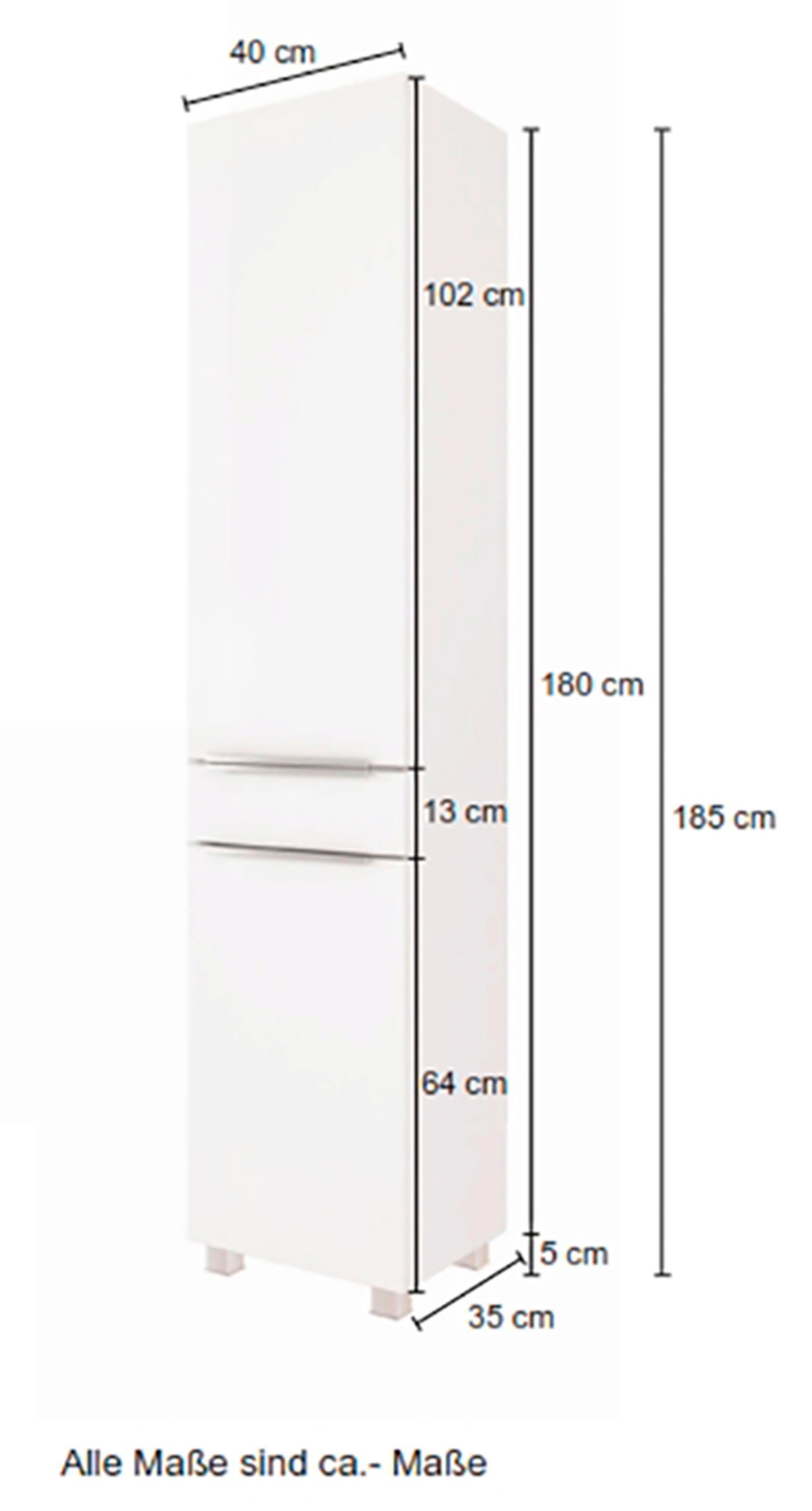 welltime Smalle kast Matera Breedte 40 cm, hoogwaardige matte mdf-fronten en soft-closefunctie