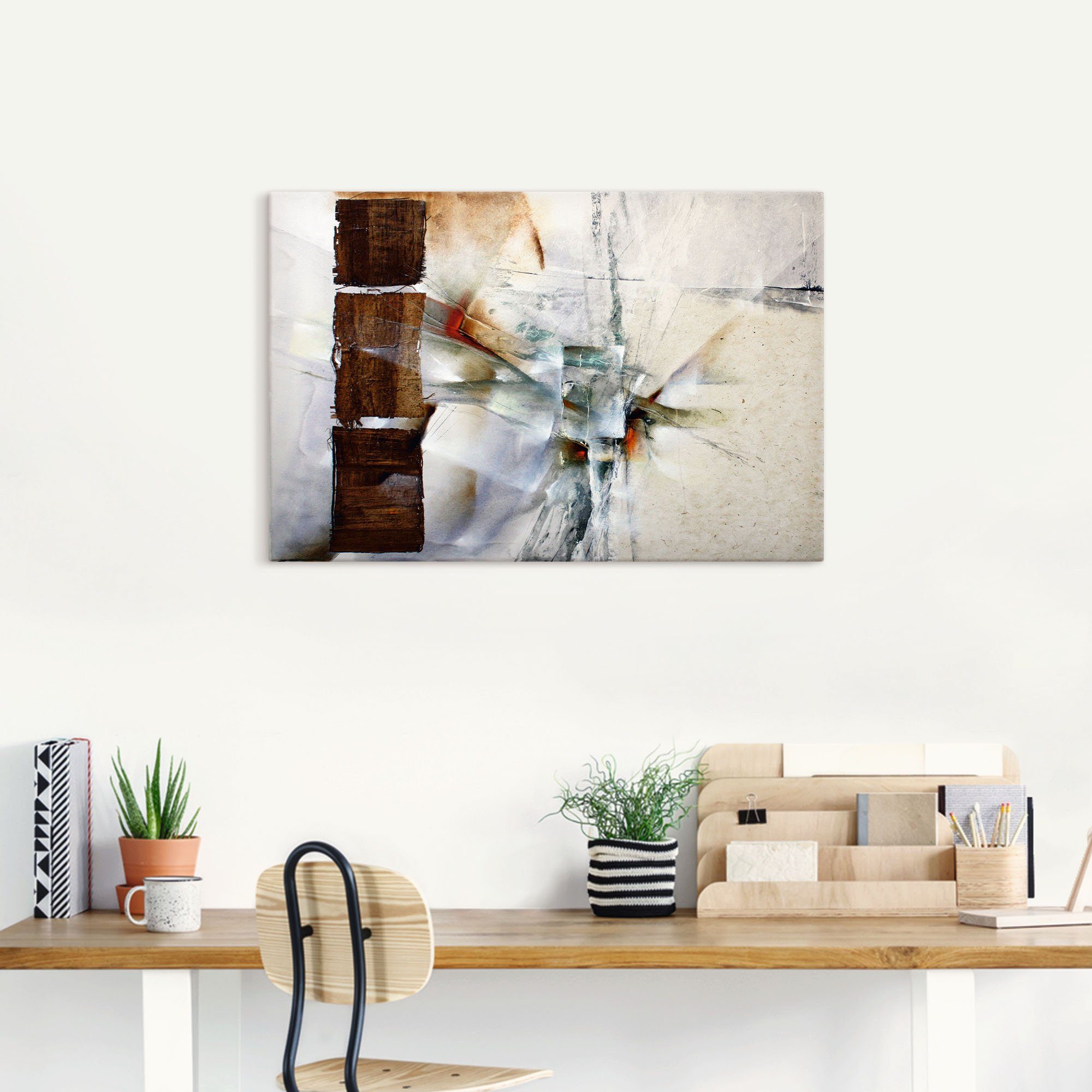 Artland Artprint Abstracte compositie in wit als artprint van aluminium, artprint voor buiten, artprint op linnen in verschillende maten
