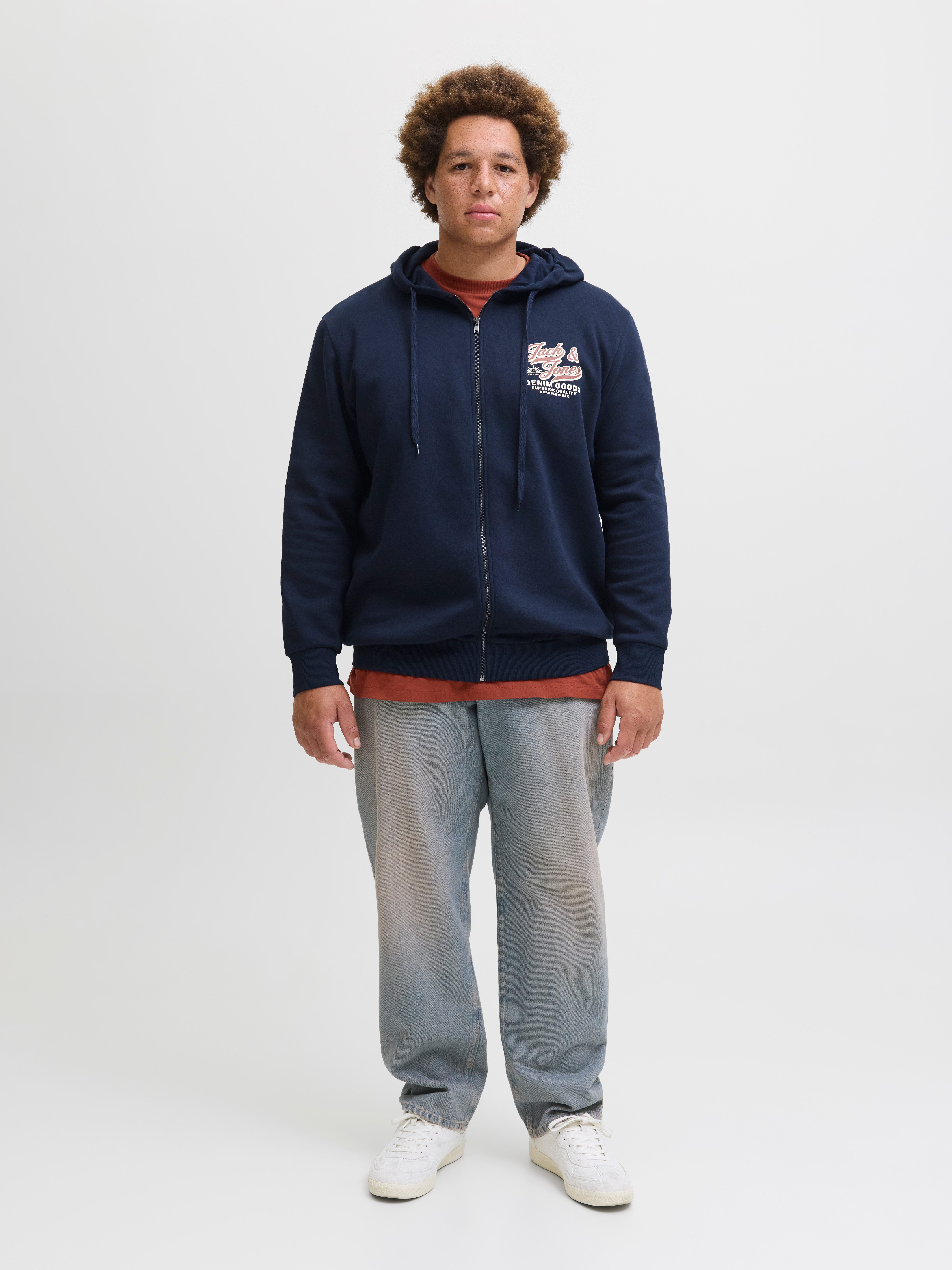 Jack & Jones PlusSize Hoodie JJELOGO SWEAT ZIP HOOD 2 COL AW25 PLS