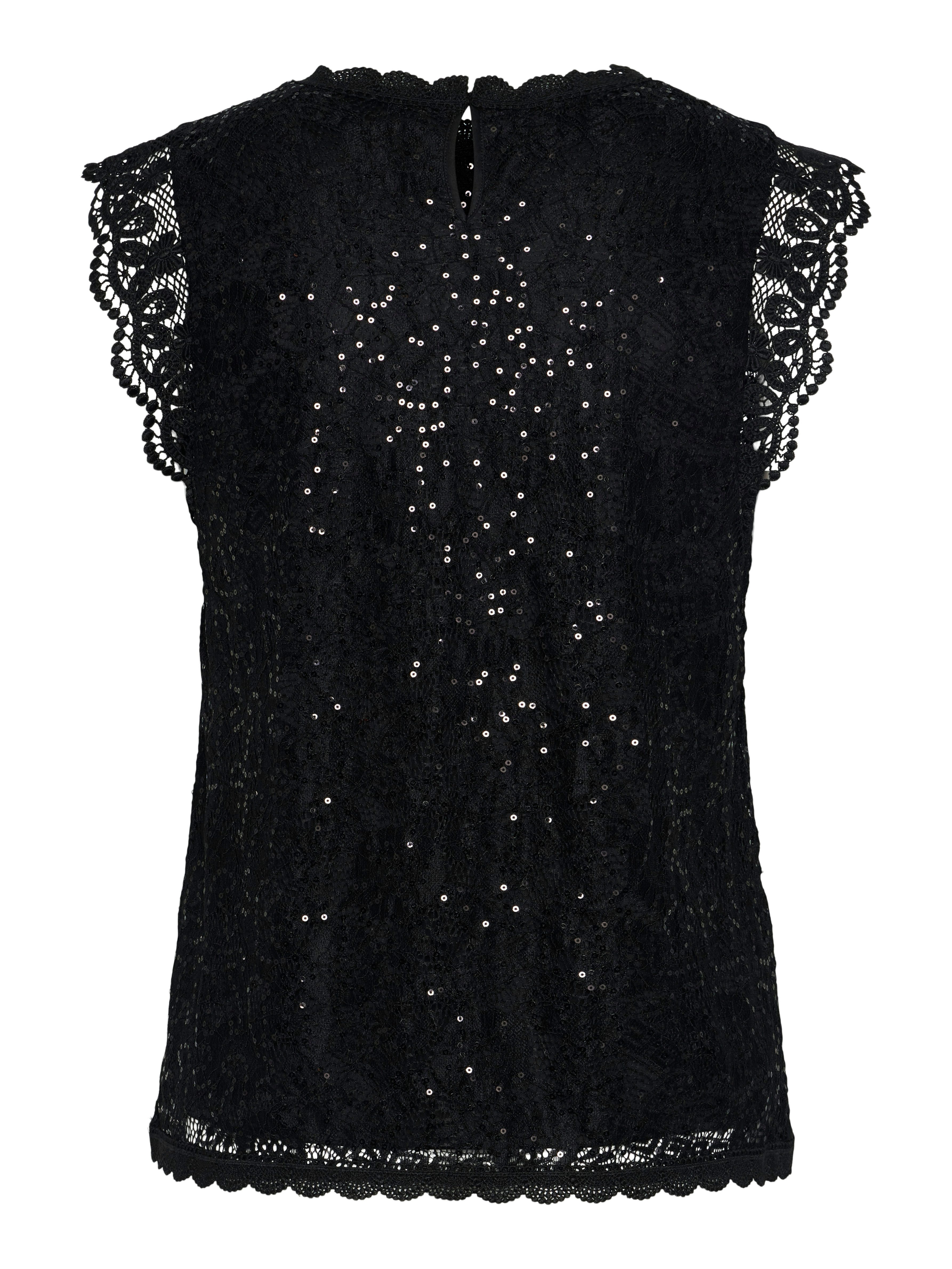 pieces Kanten top PCOLLINE SL LACE SEQUINS TOP NOOS